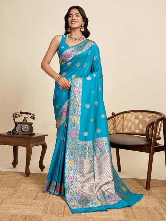Firozi Soft Silk Saree