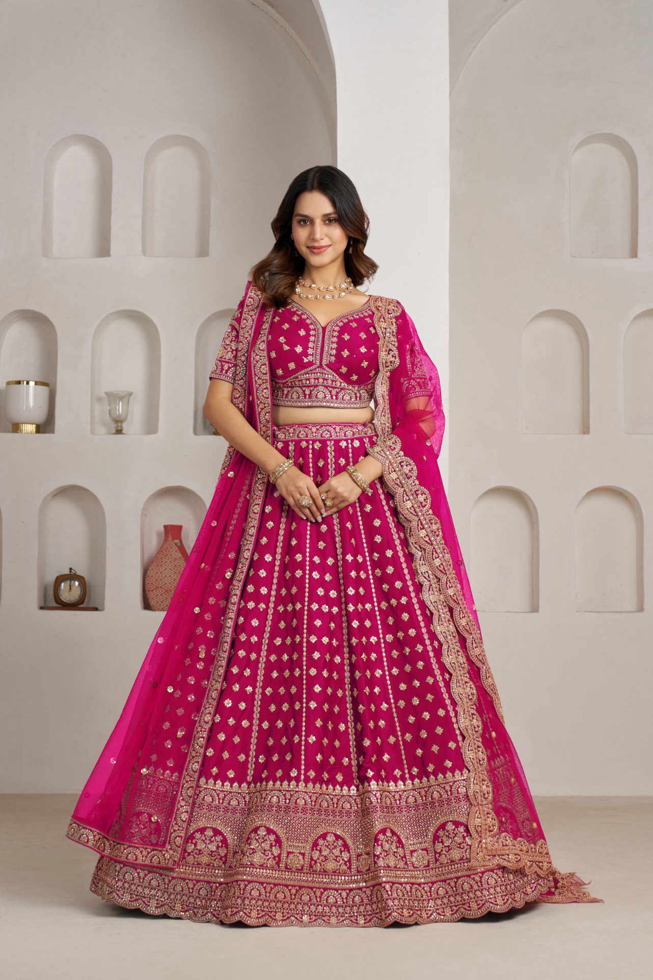 Fuchsia Heritage Bridal Lehenga Choli