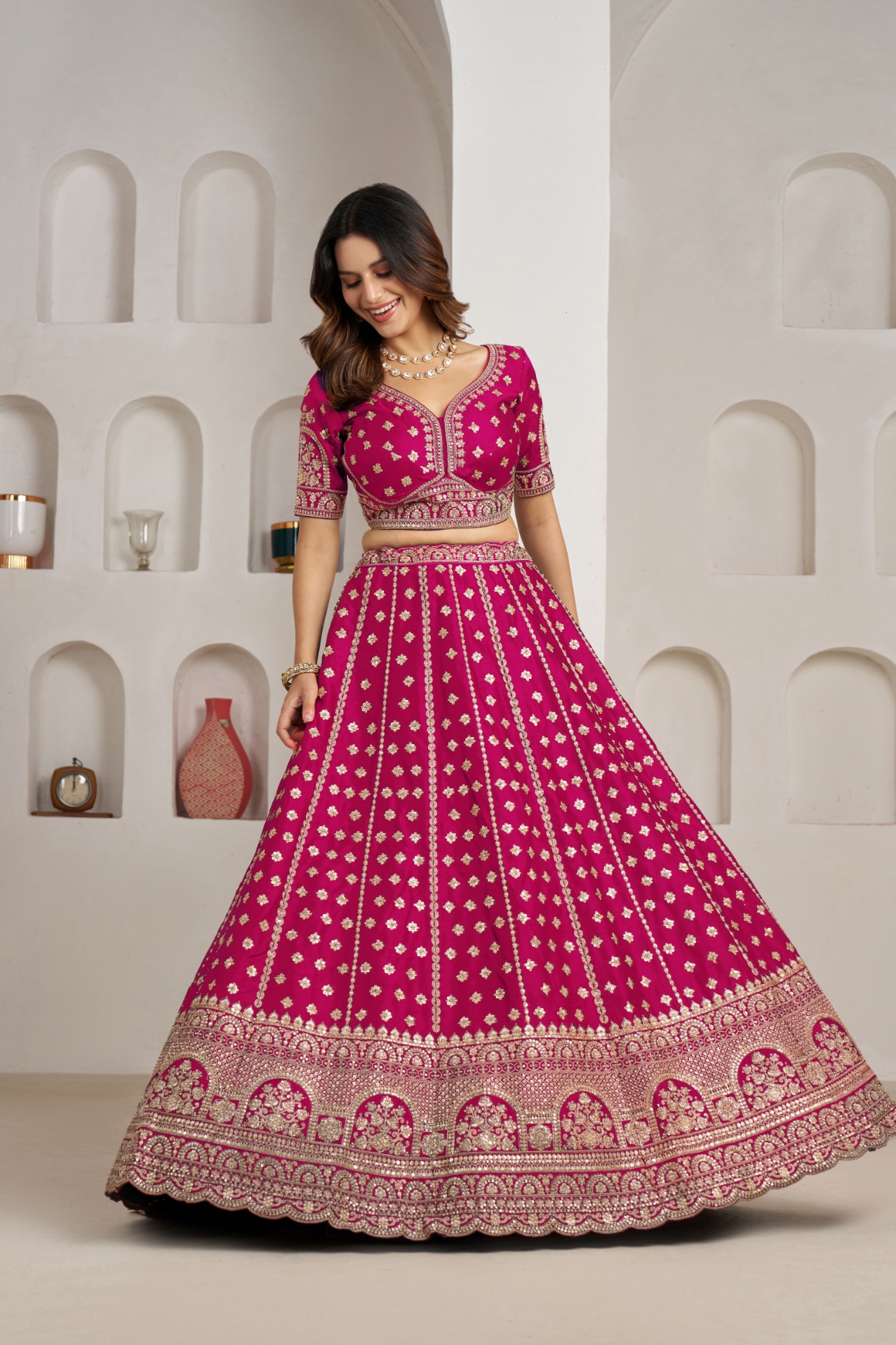 Fuchsia Heritage Bridal Lehenga Choli
