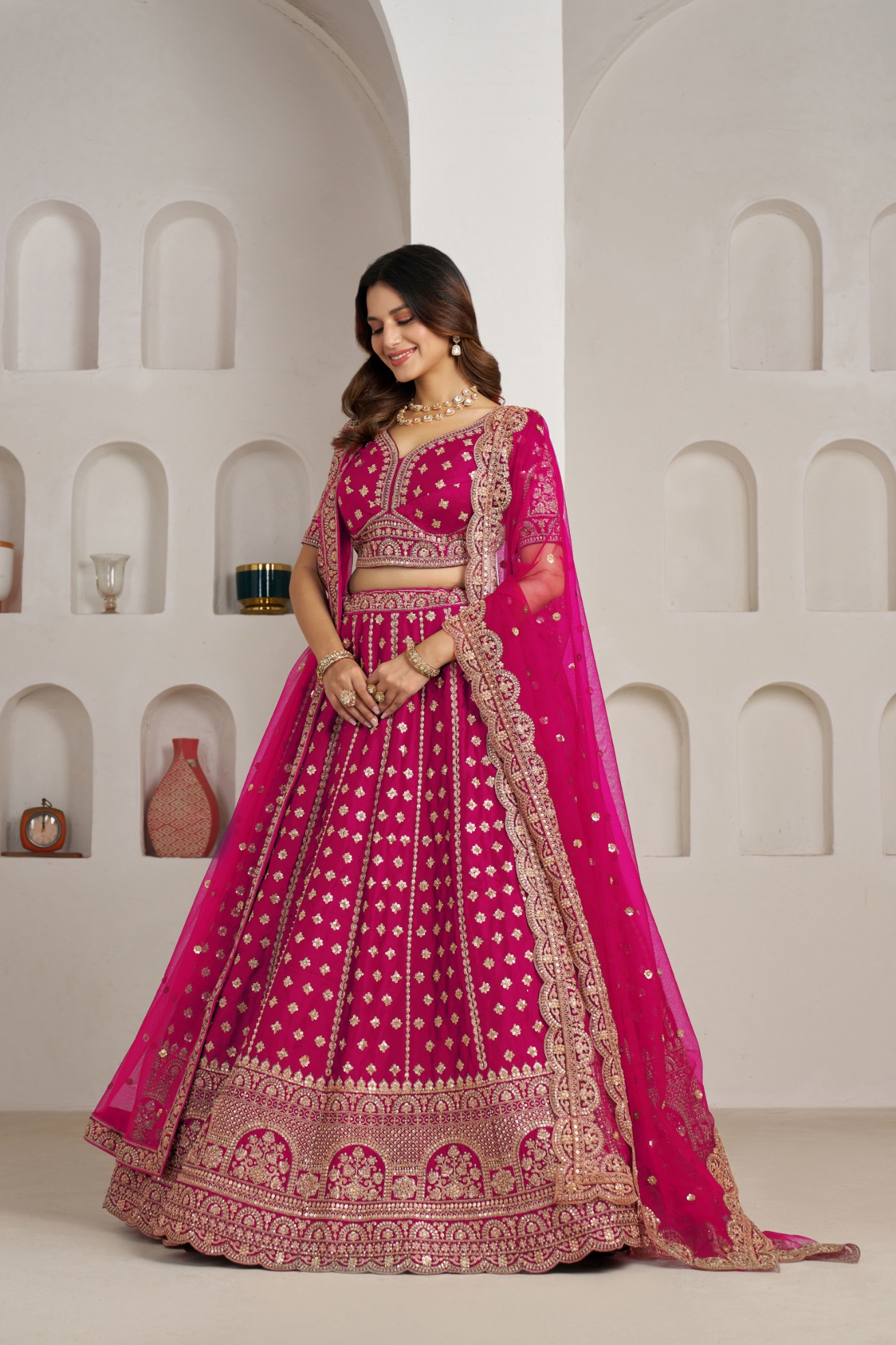 Fuchsia Heritage Bridal Lehenga Choli