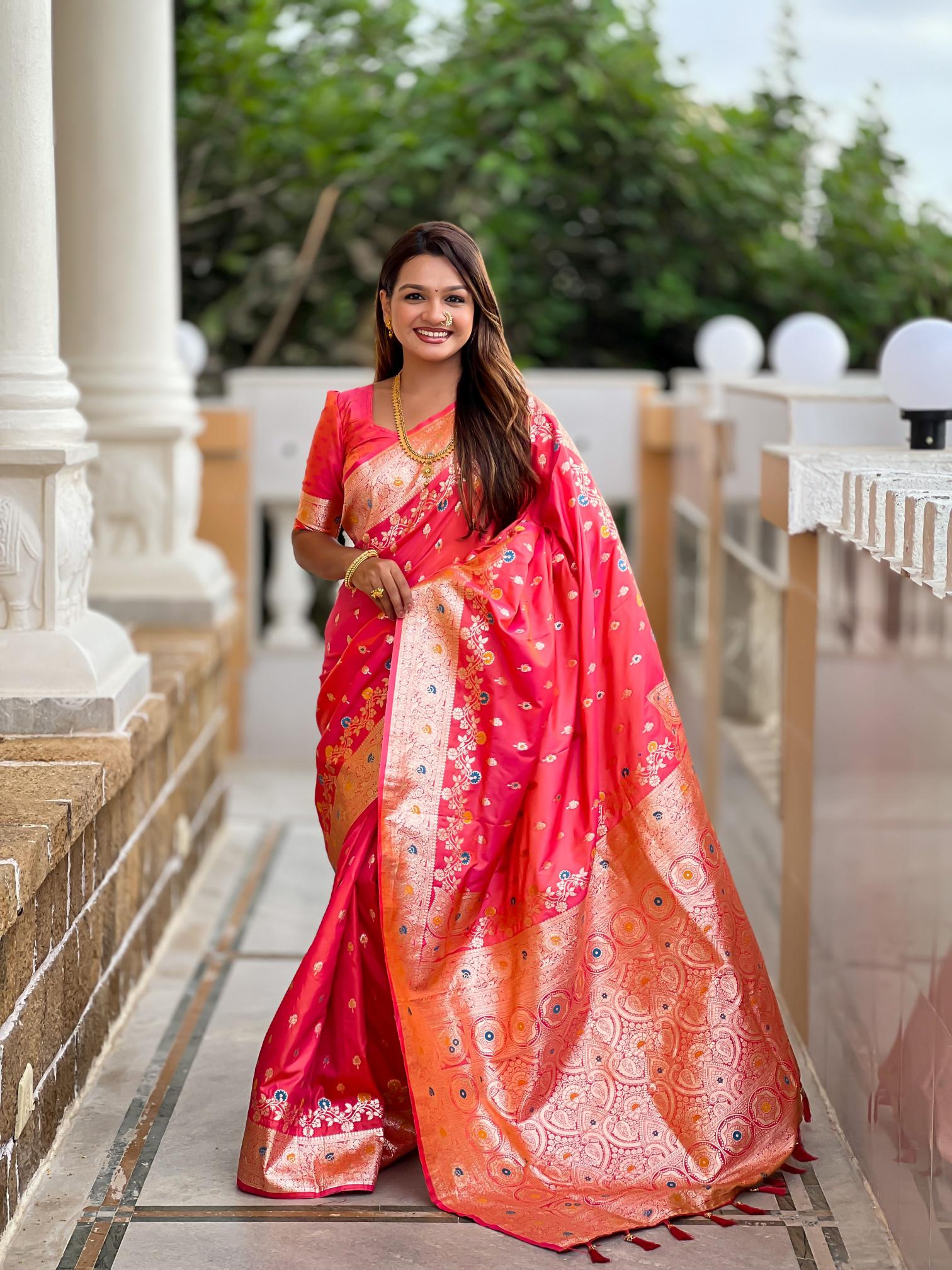 Gajri Banarasi Silk Saree
