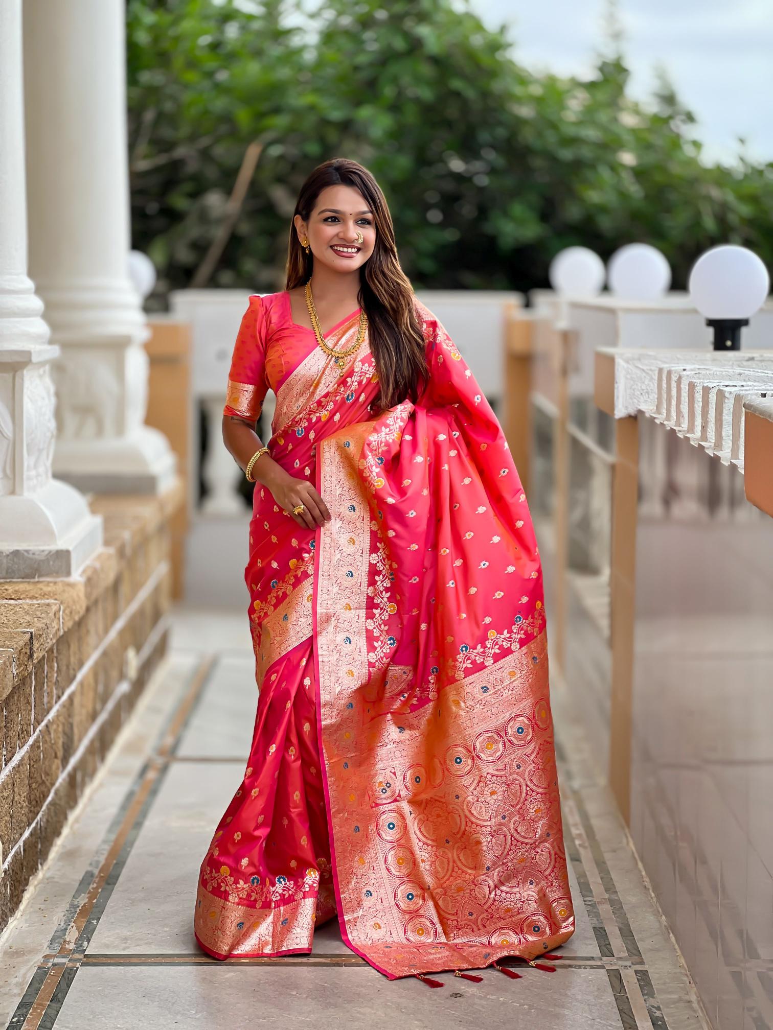 Gajri Banarasi Silk Saree