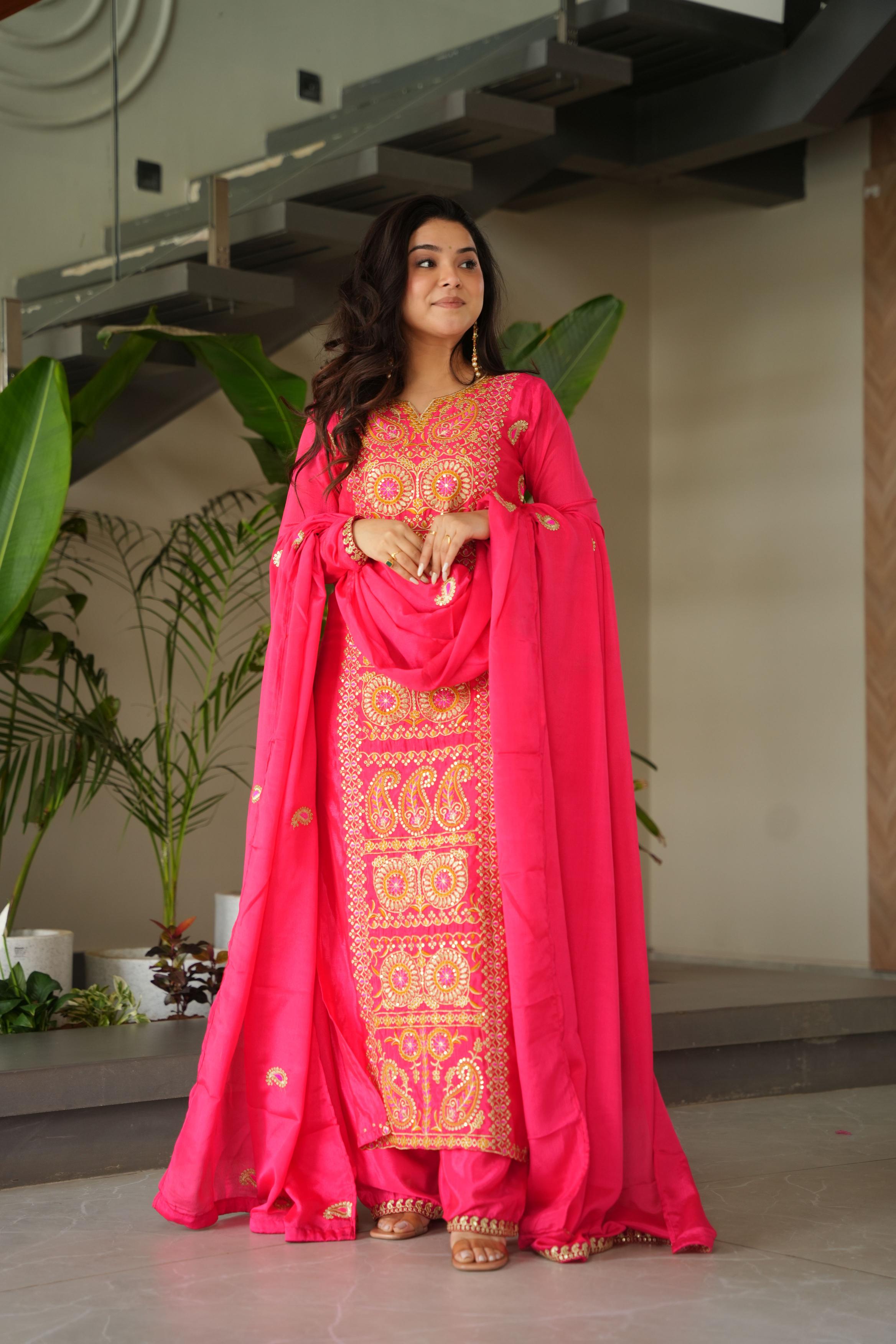 Gajri Chinon Ready Made Suit