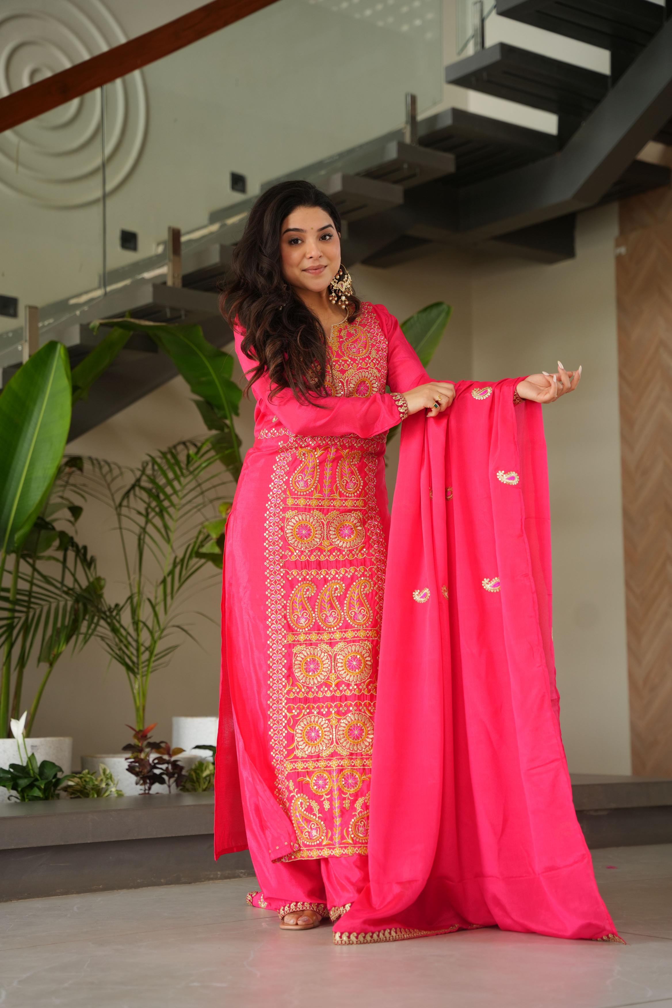 Gajri Chinon Ready Made Suit