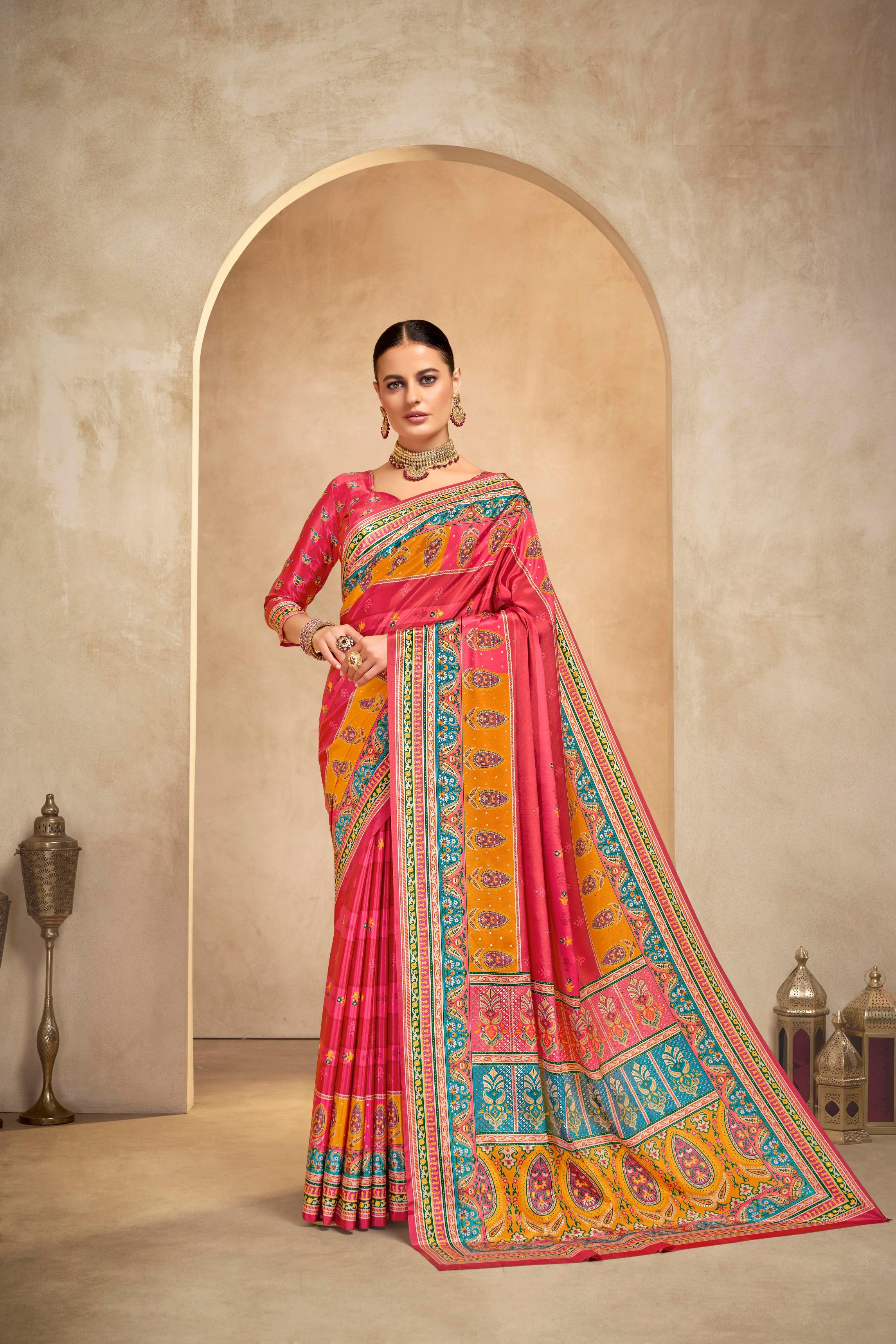 Gajri Crepe Silk Saree