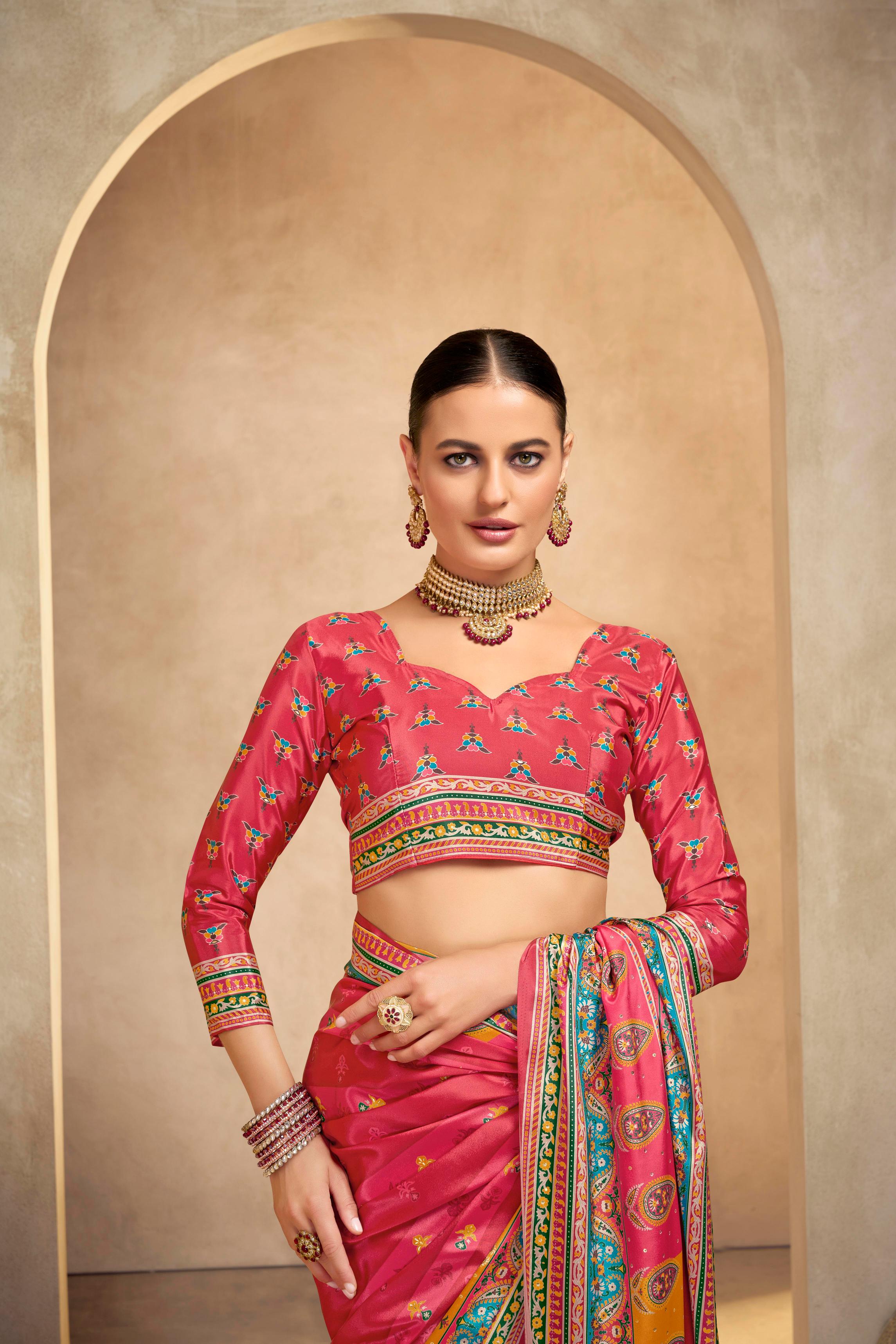 Gajri Crepe Silk Saree