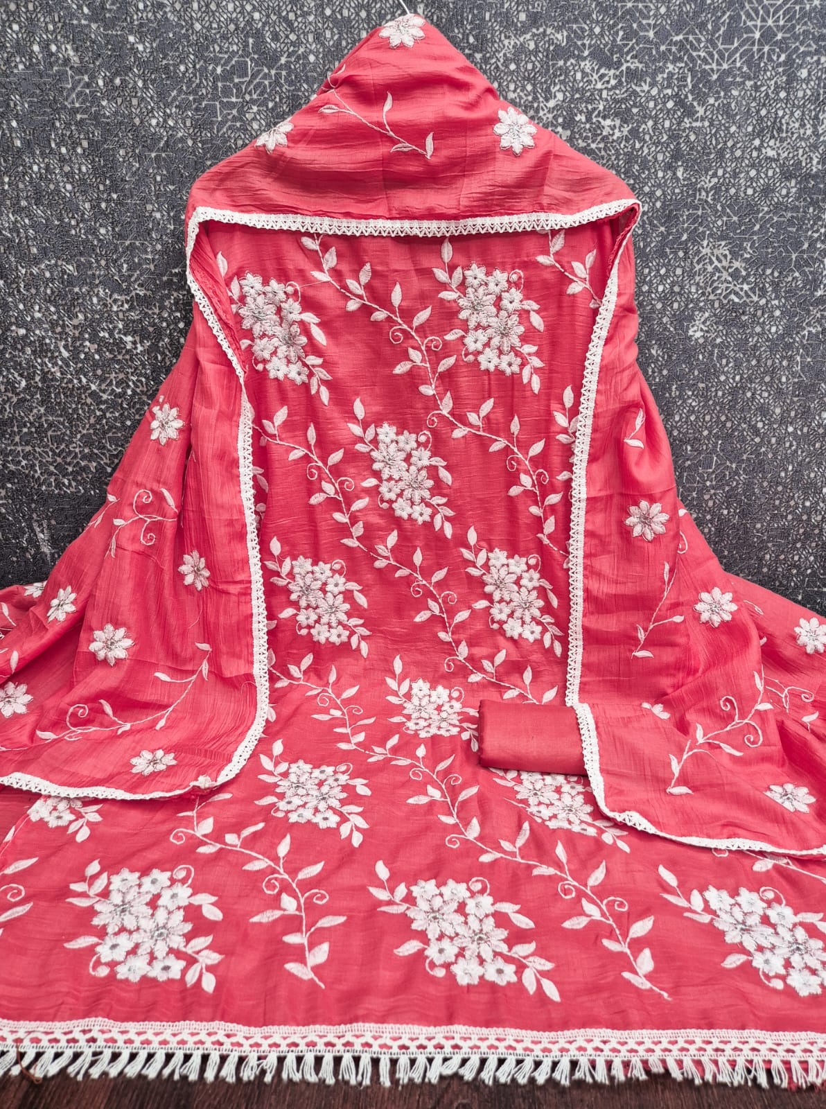 Gajri Floral Embroidery Parampra Silk Straight Suit — alternate view