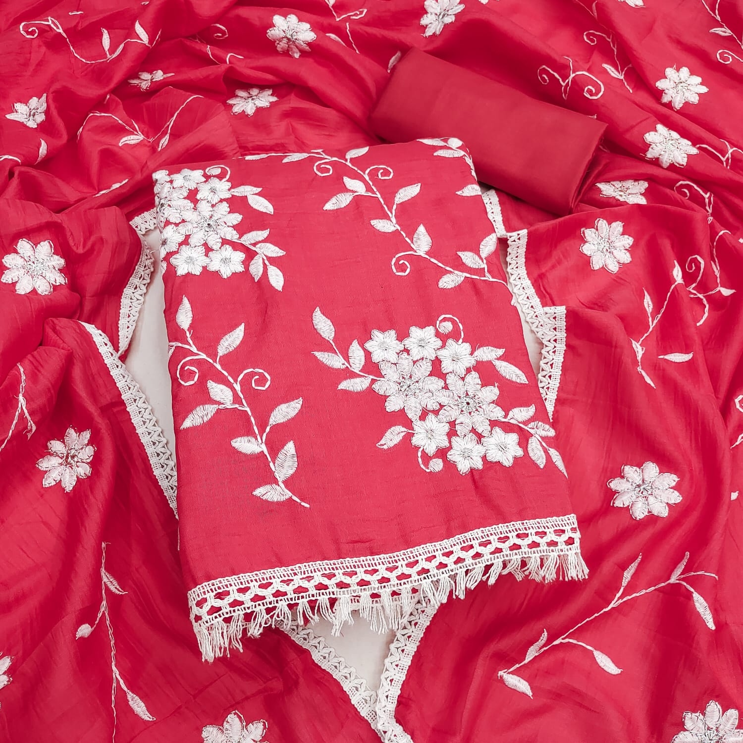 Gajri Floral Embroidery Parampra Silk Straight Suit
