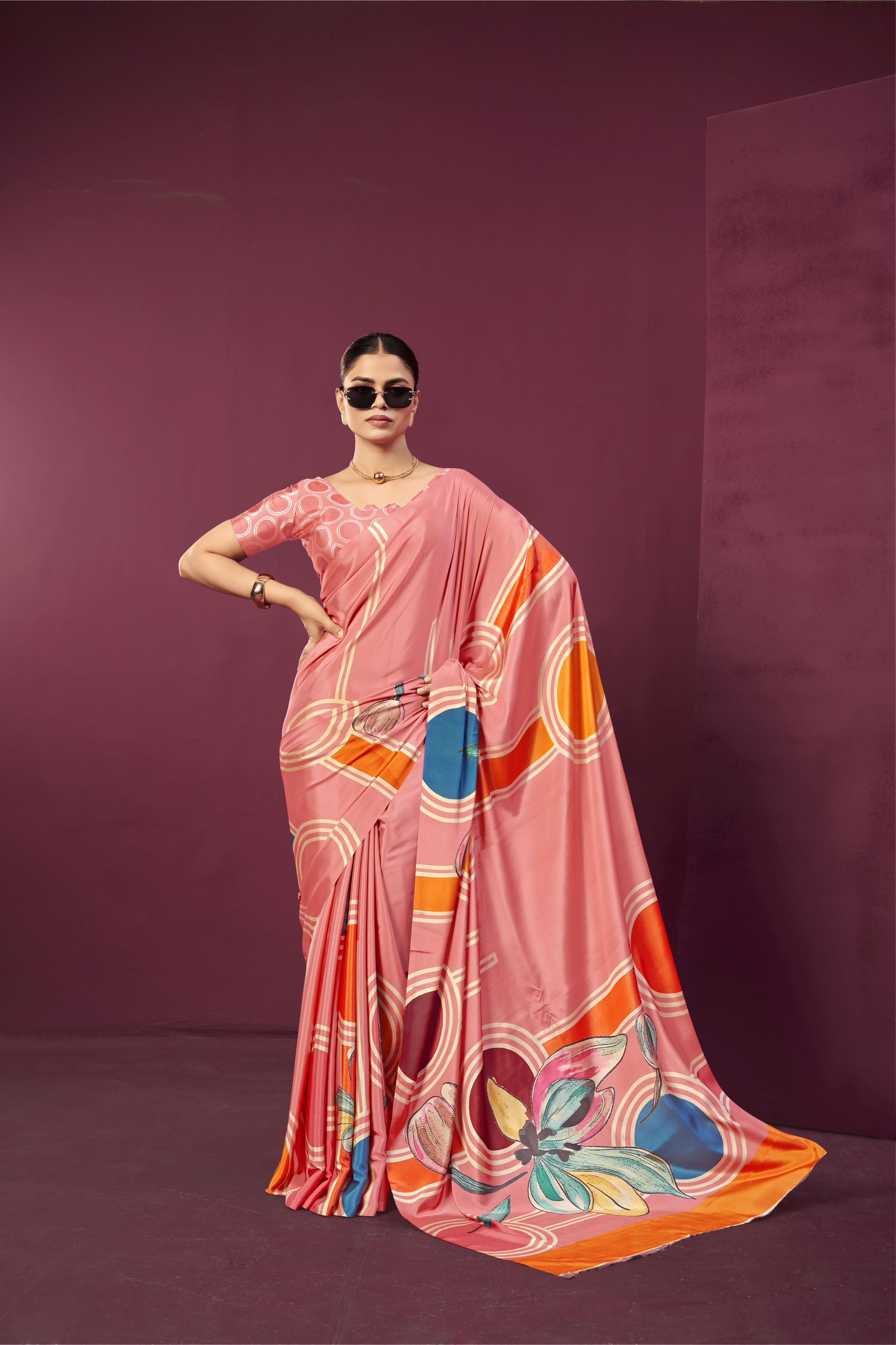 Gajri Malai Crepe Silk Saree