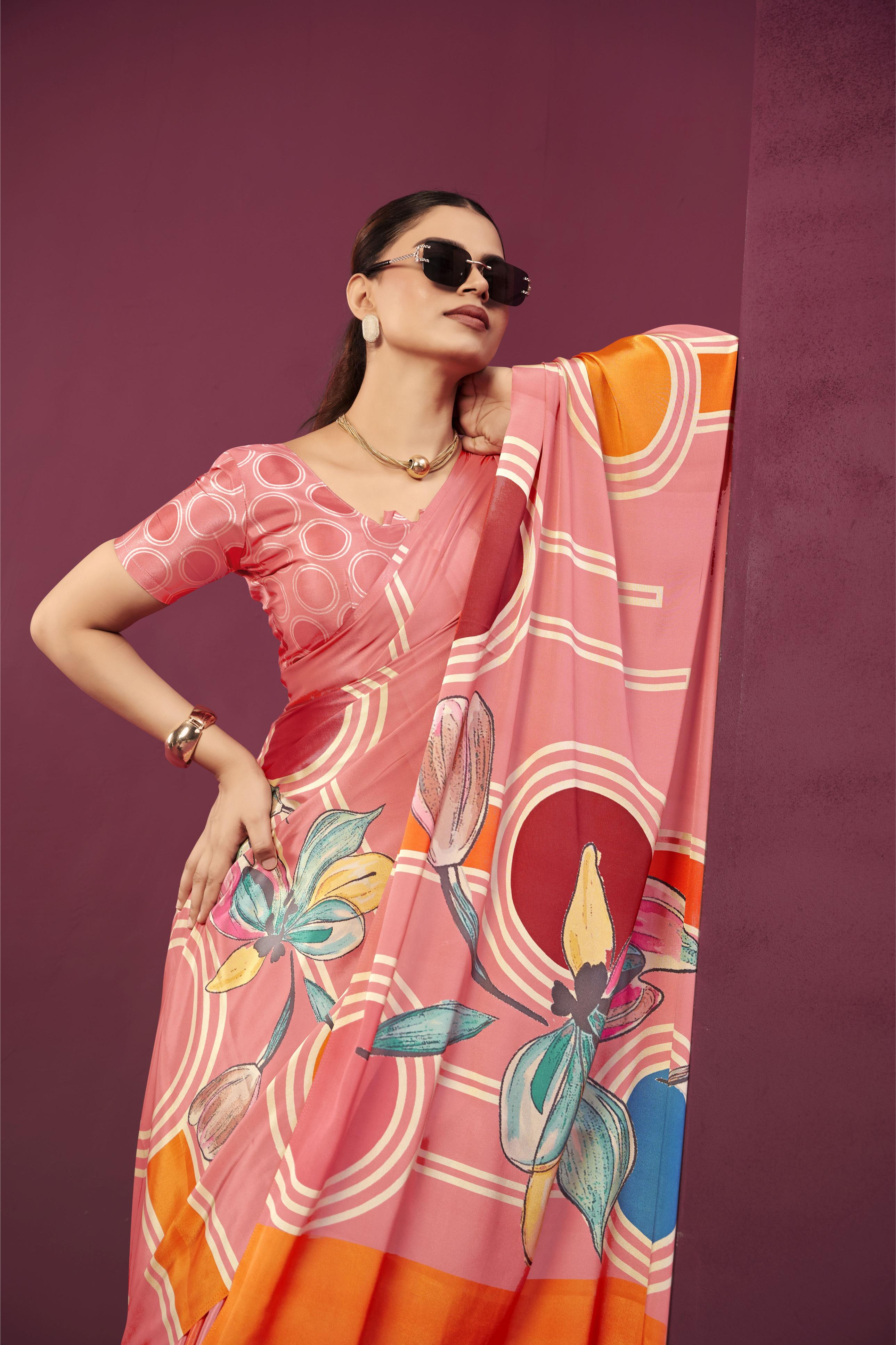 Gajri Malai Crepe Silk Saree