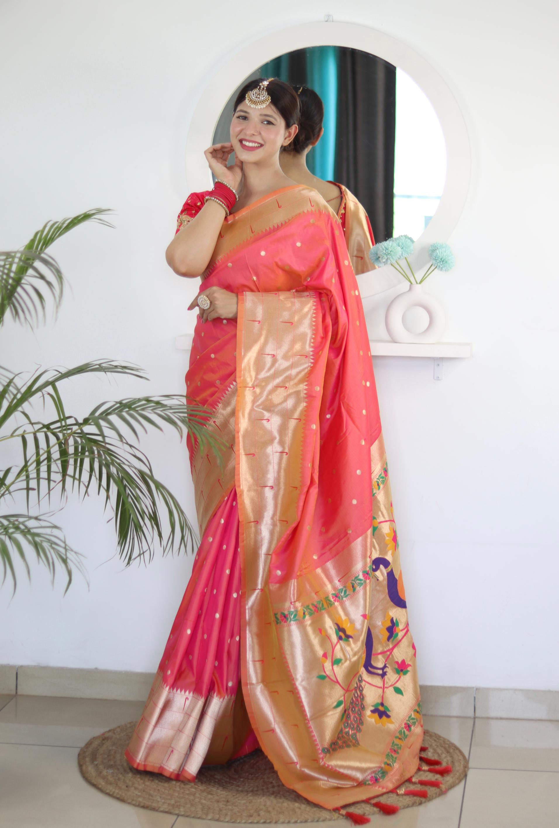 Gajri Maroon Paithani Silk Saree