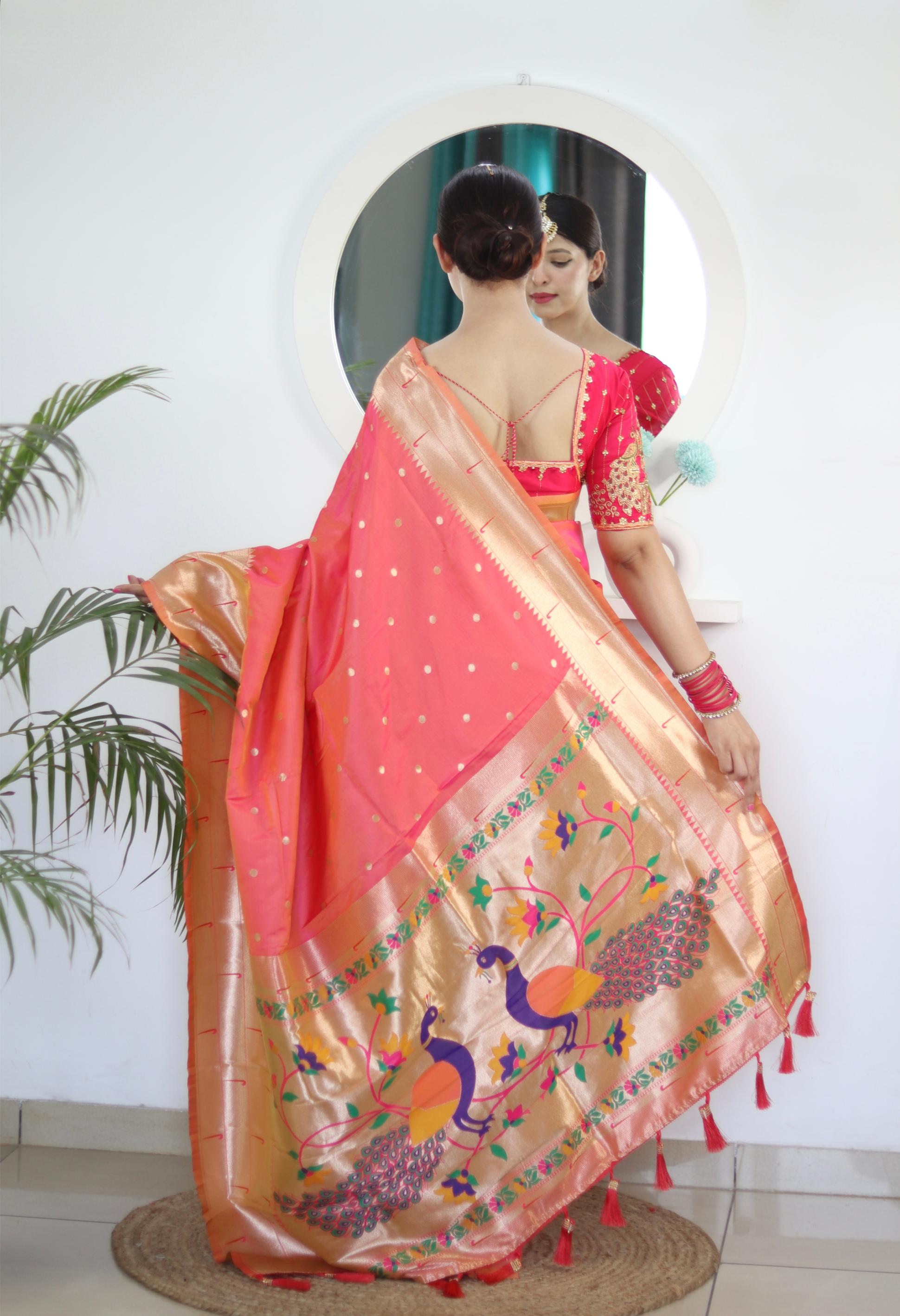 Gajri Maroon Paithani Silk Saree — alternate view