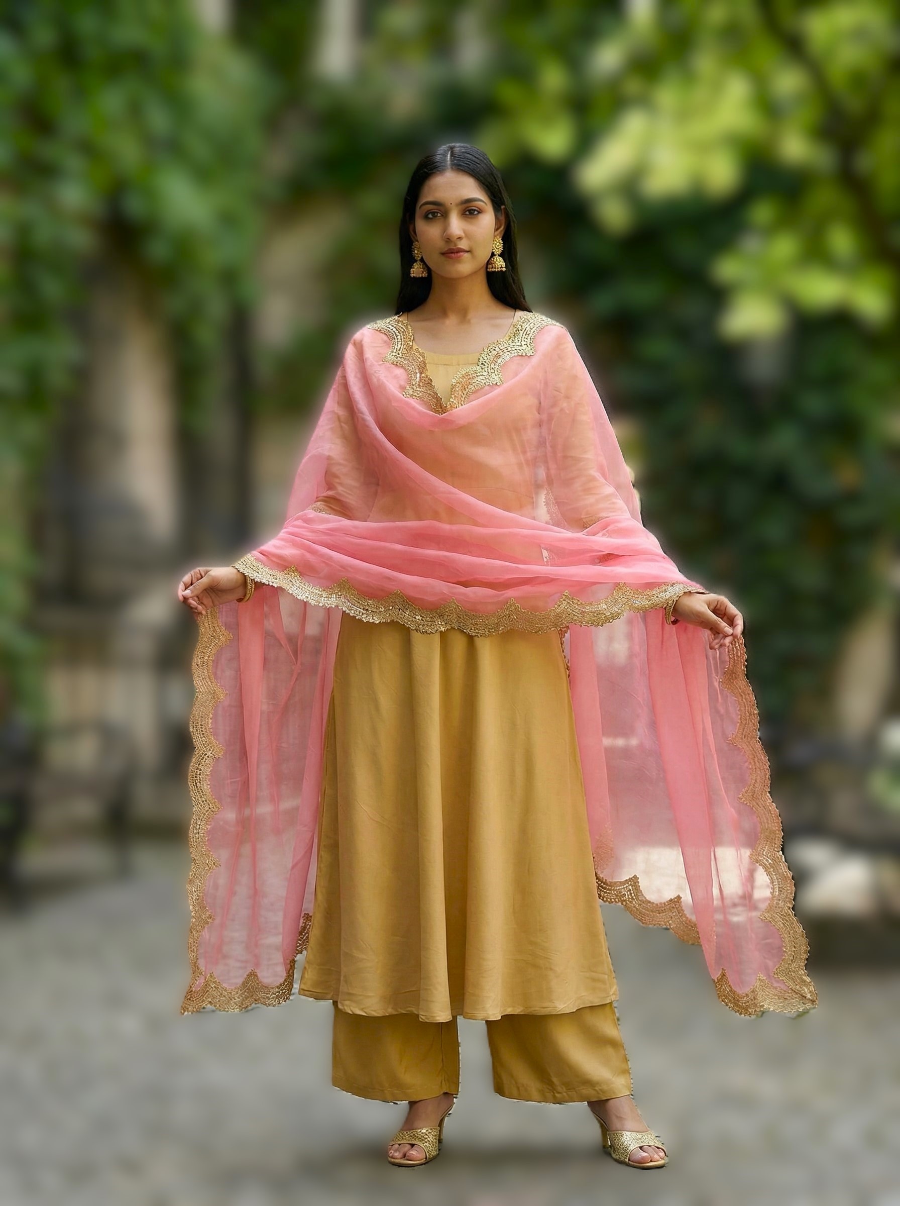 Gajri Organza Designer Printed Dupatta
