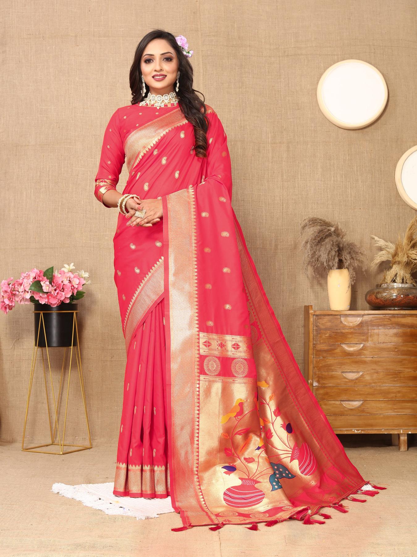 Gajri Paithani Silk Saree