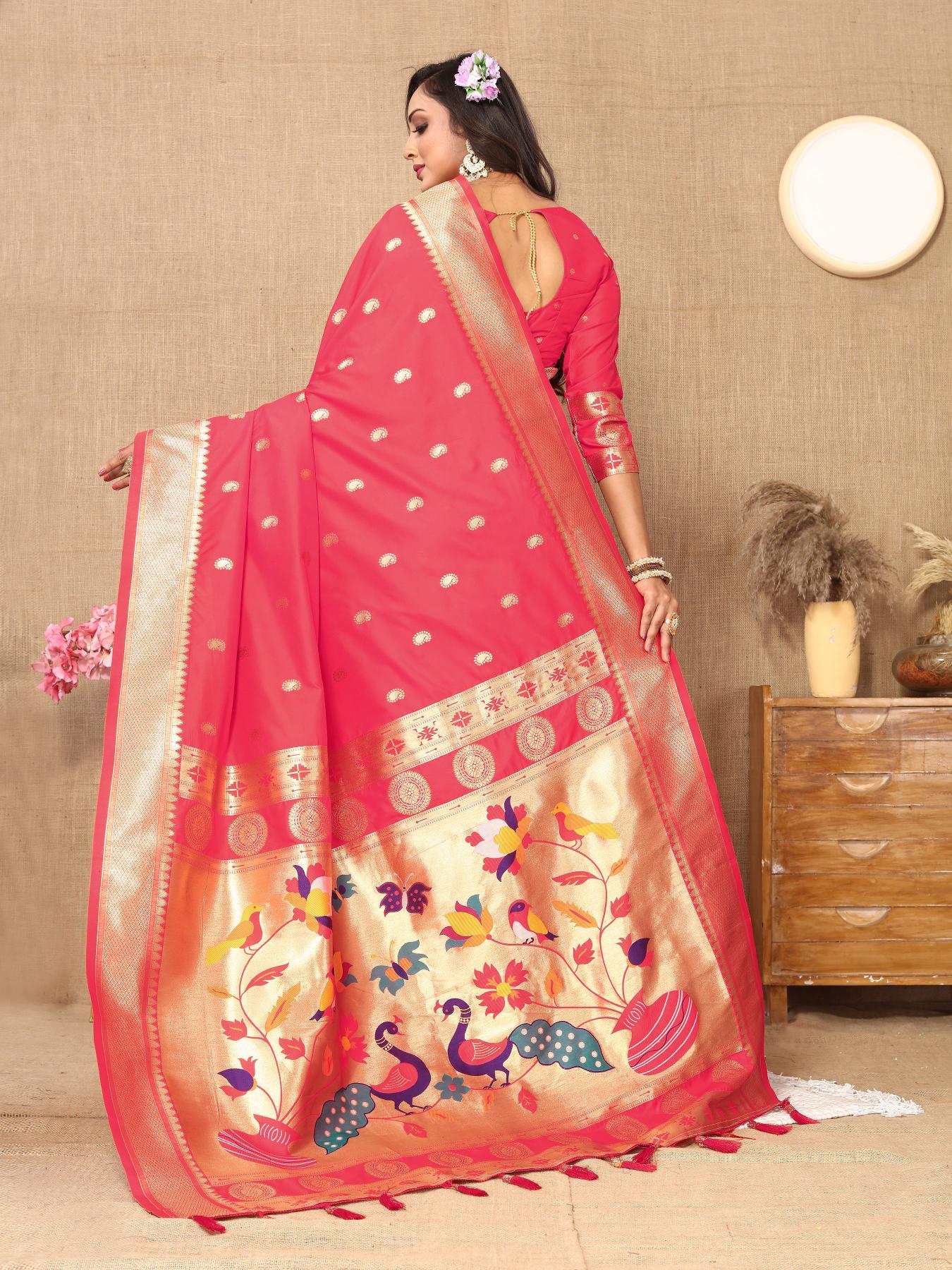 Gajri Paithani Silk Saree — alternate view