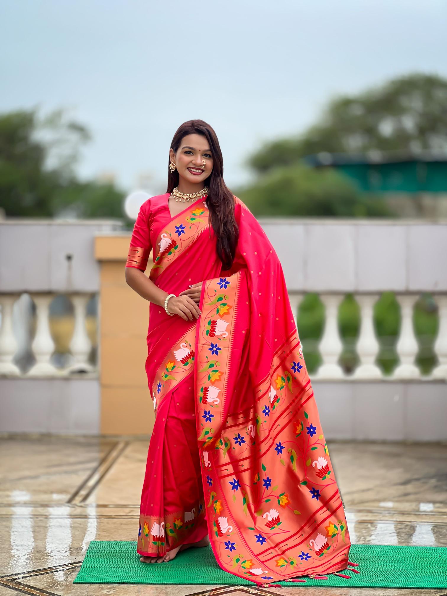 Gajri Paithani Silk Saree