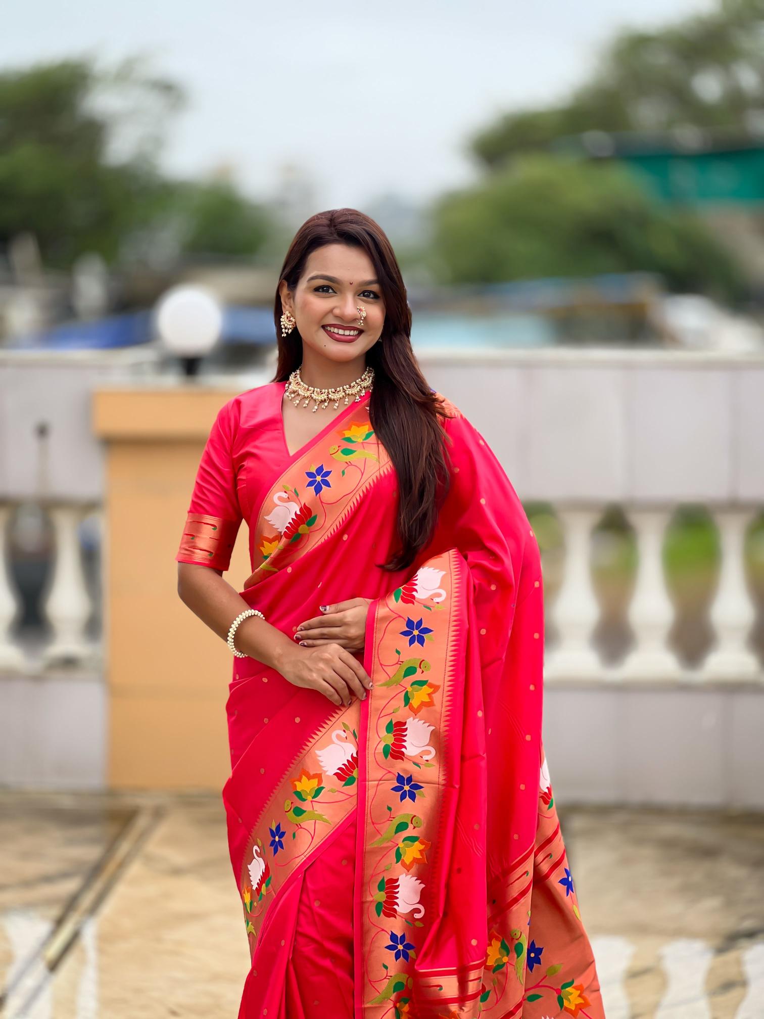 Gajri Paithani Silk Saree