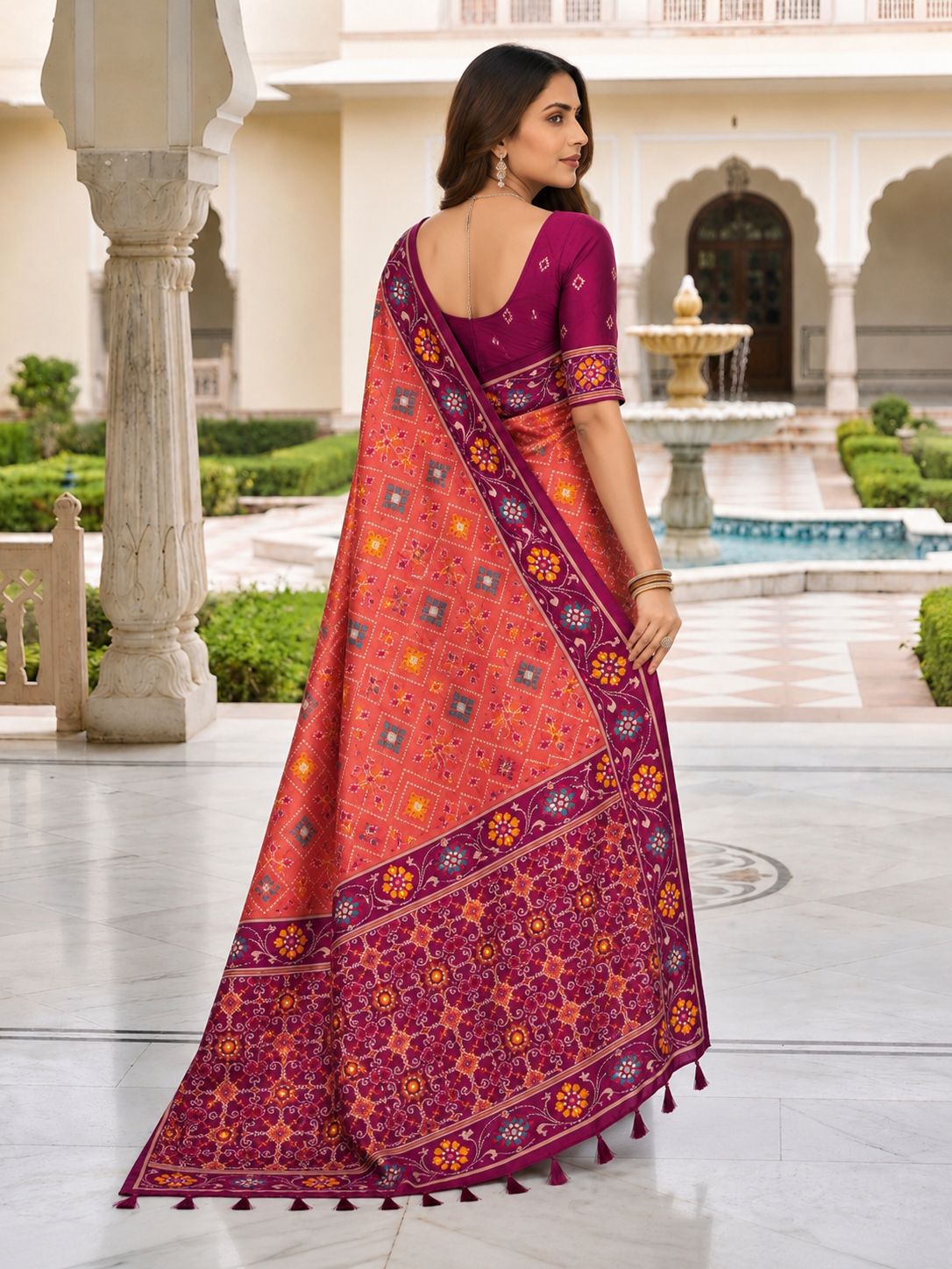 Gajri Patola Silk Meenakari Jacquard Saree — alternate view