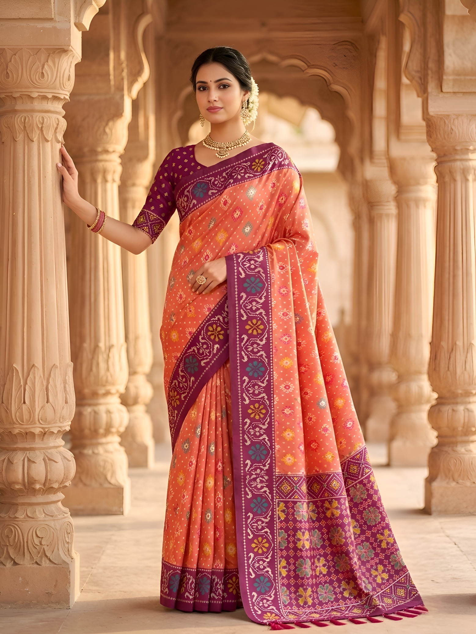 Garji Woven Meenakari Patola Silk Saree