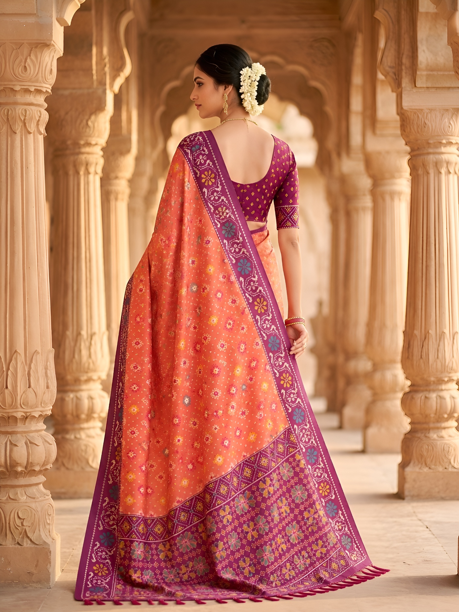 Garji Woven Meenakari Patola Silk Saree — alternate view