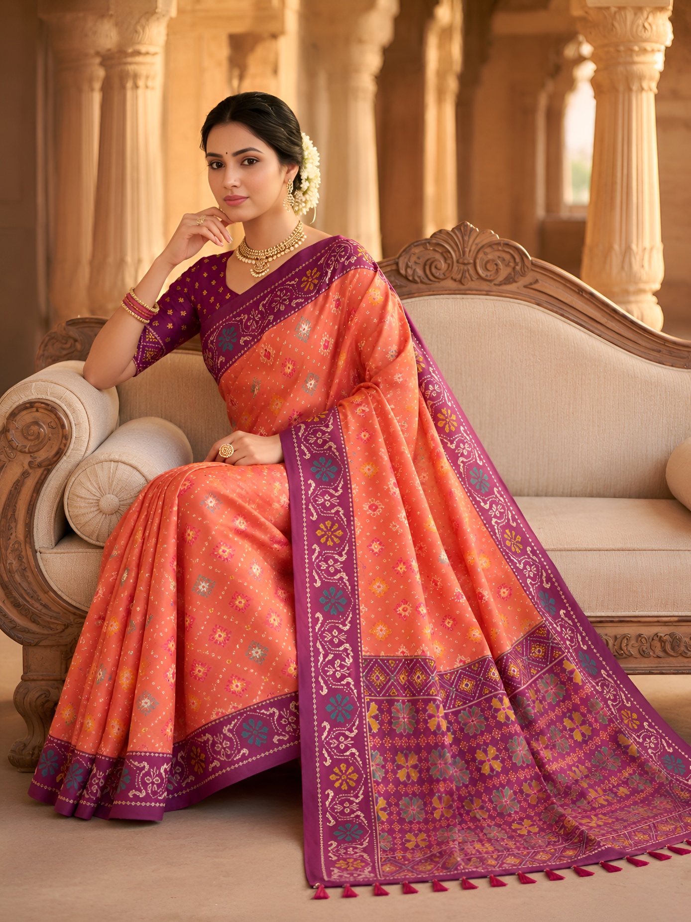 Garji Woven Meenakari Patola Silk Saree