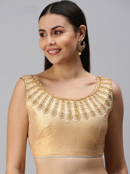 Gold Art Silk Readymade Blouse