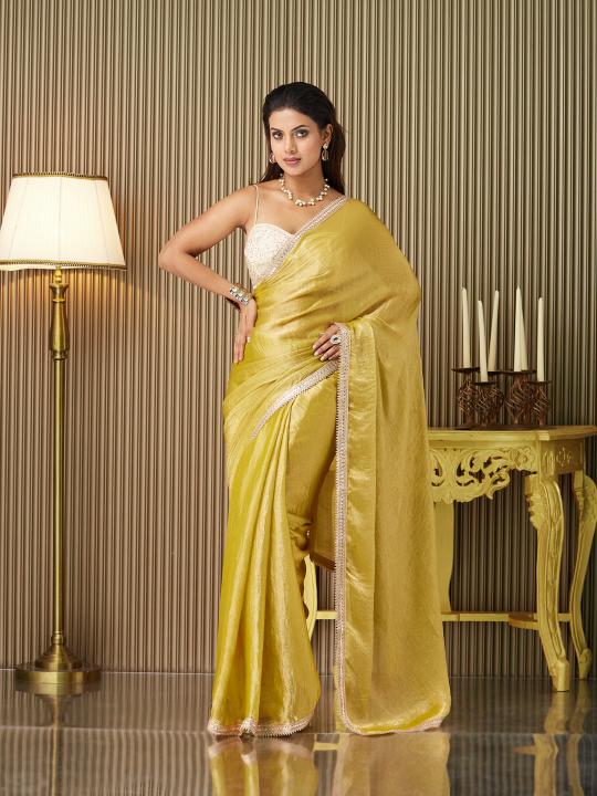 Gold Beige Chiffon Saree