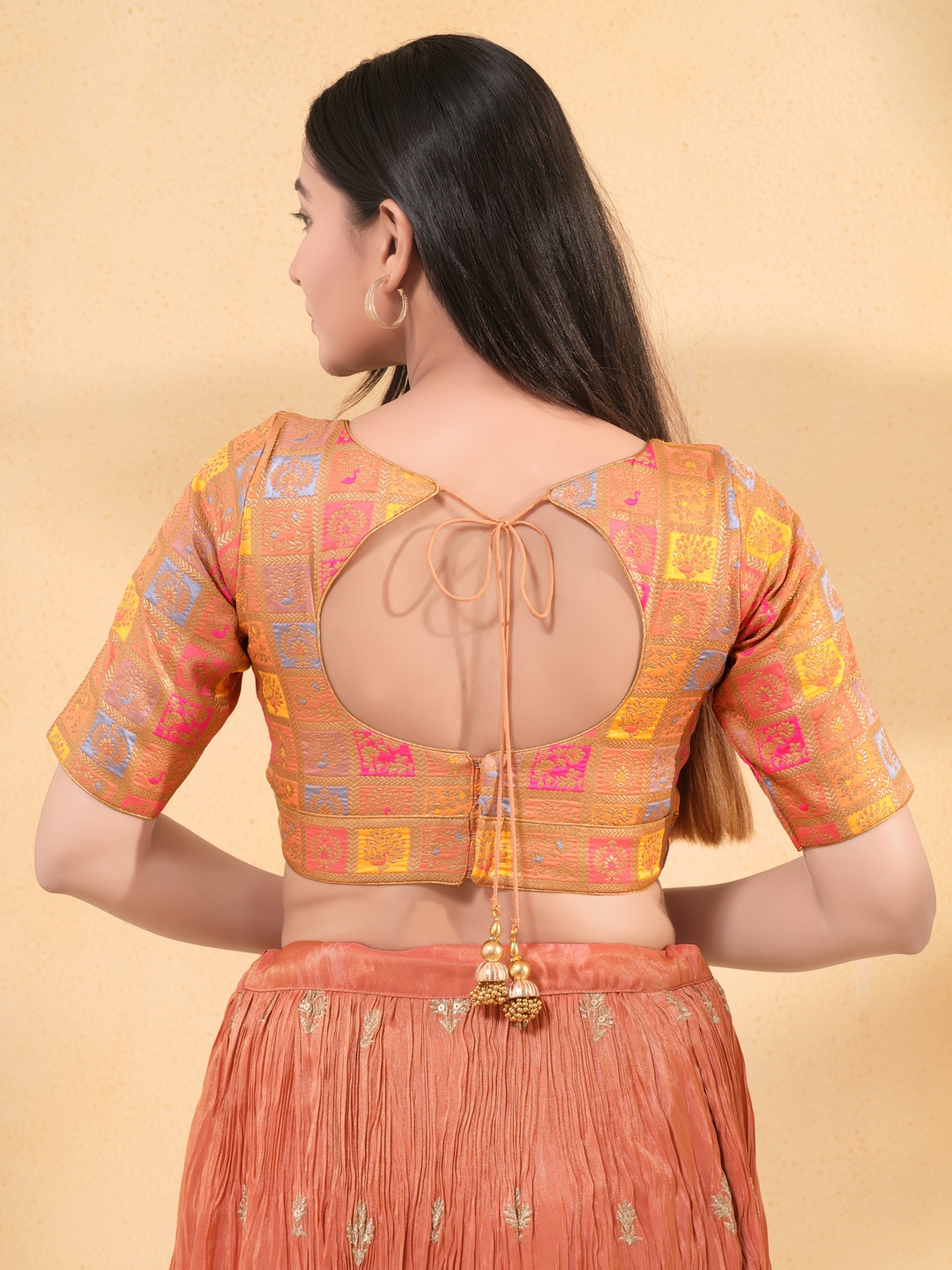 Gold Contemporary Brocade Readymade Blouse — alternate view