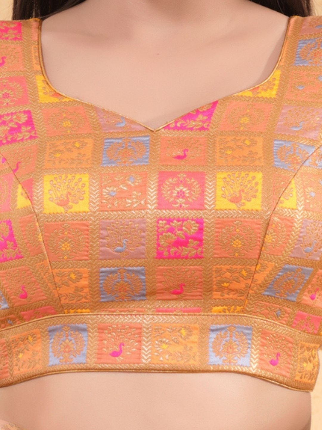Gold Contemporary Brocade Readymade Blouse