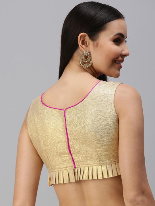 Gold Pink Art Silk Readymade Blouse — alternate view