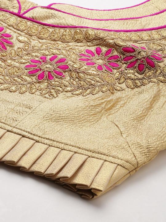 Gold Pink Art Silk Readymade Blouse
