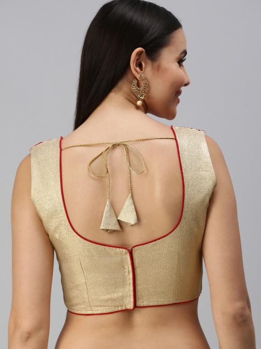 Gold Red Art Silk Readymade Blouse — alternate view