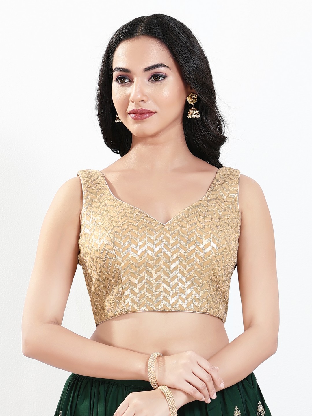 Gold Silk Geometric Zari Woven Blouse