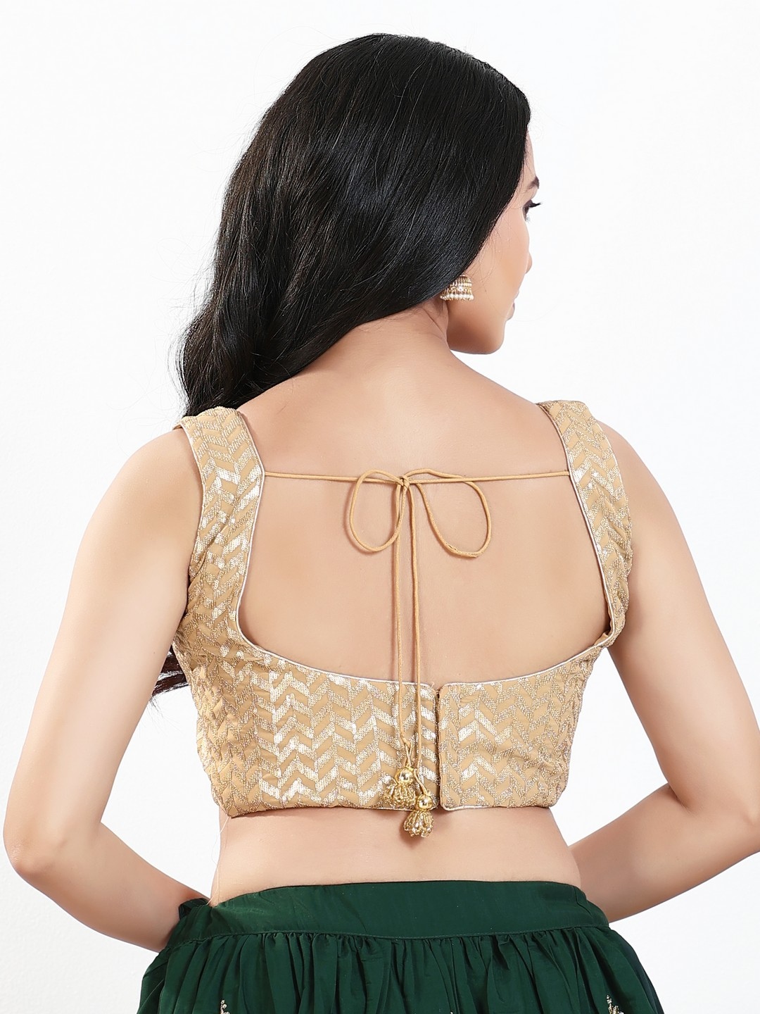 Gold Silk Geometric Zari Woven Blouse — alternate view