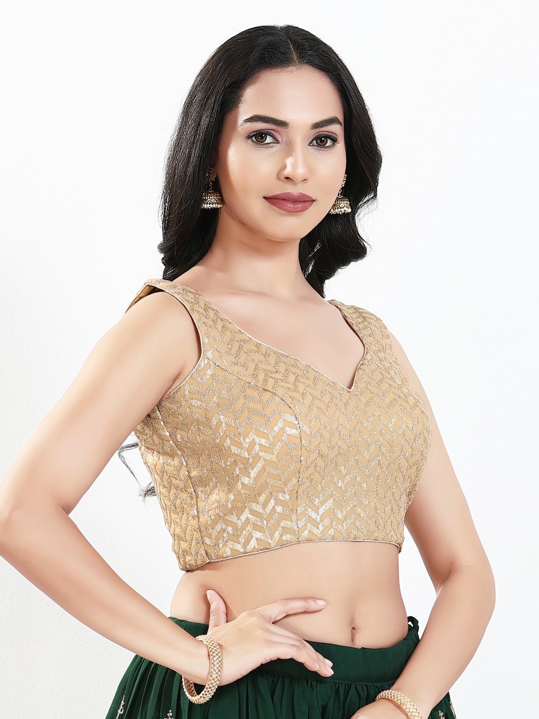 Gold Silk Geometric Zari Woven Blouse