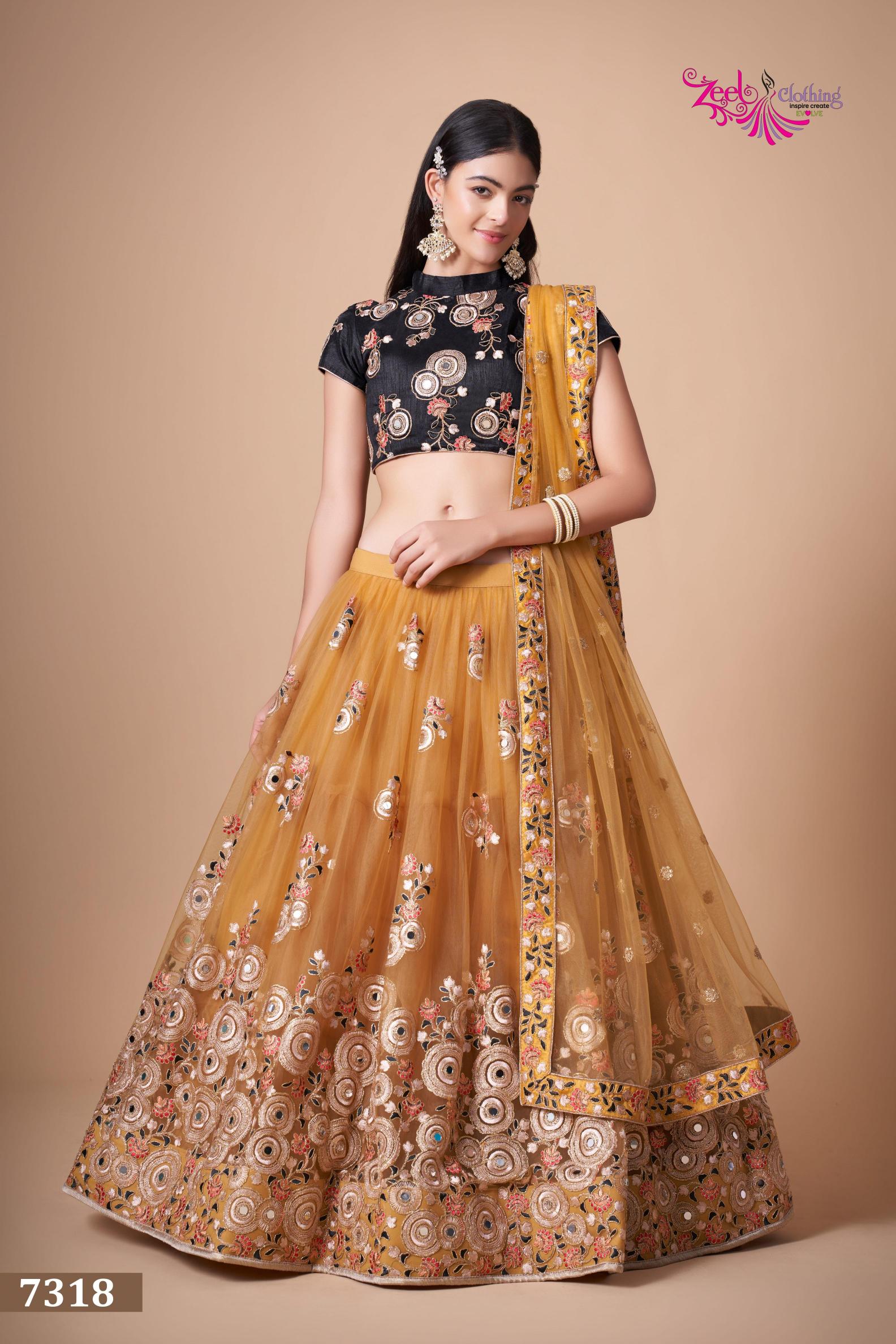 Gold Soft Net Lehenga Choli