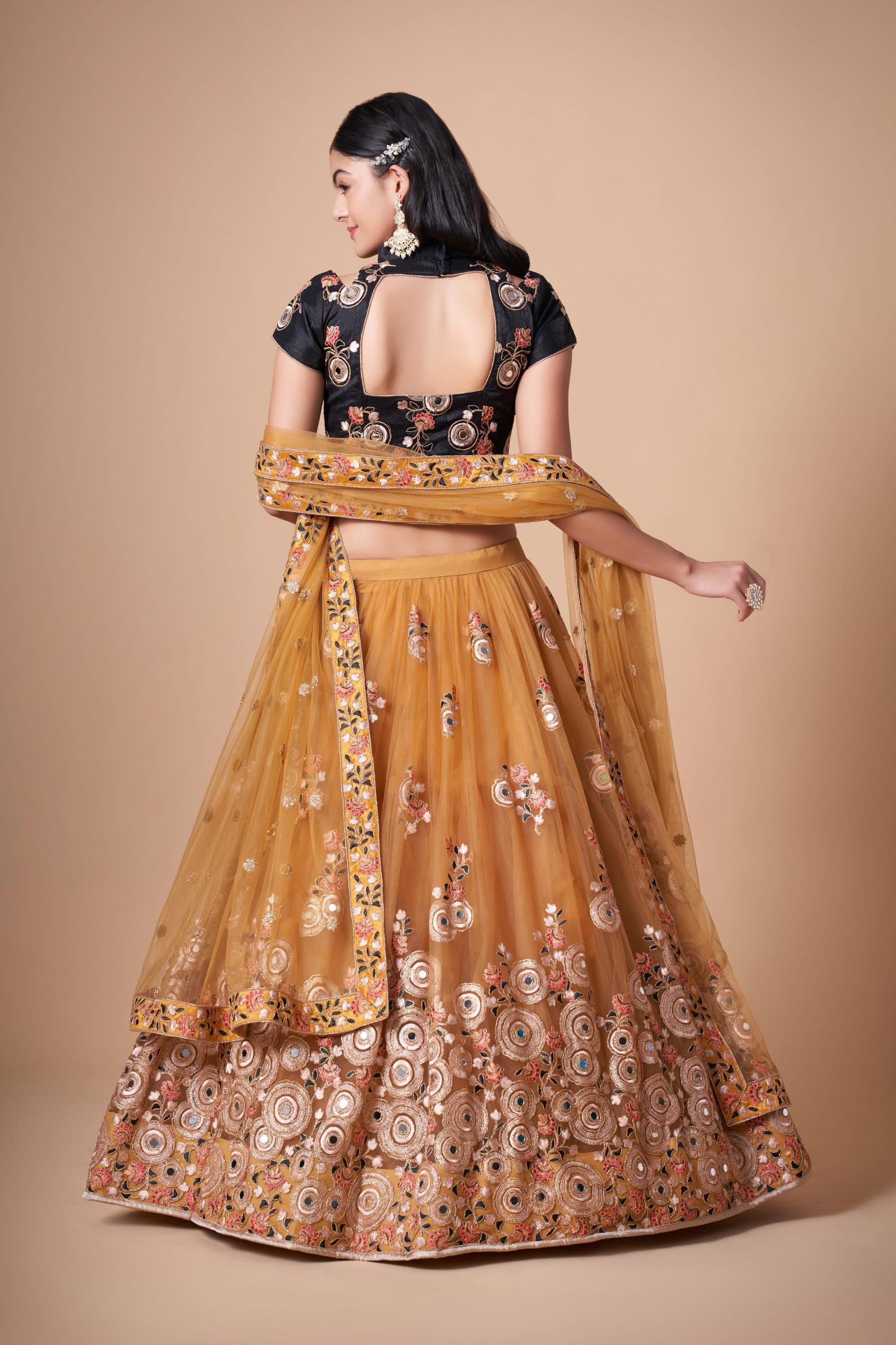 Gold Soft Net Lehenga Choli — alternate view
