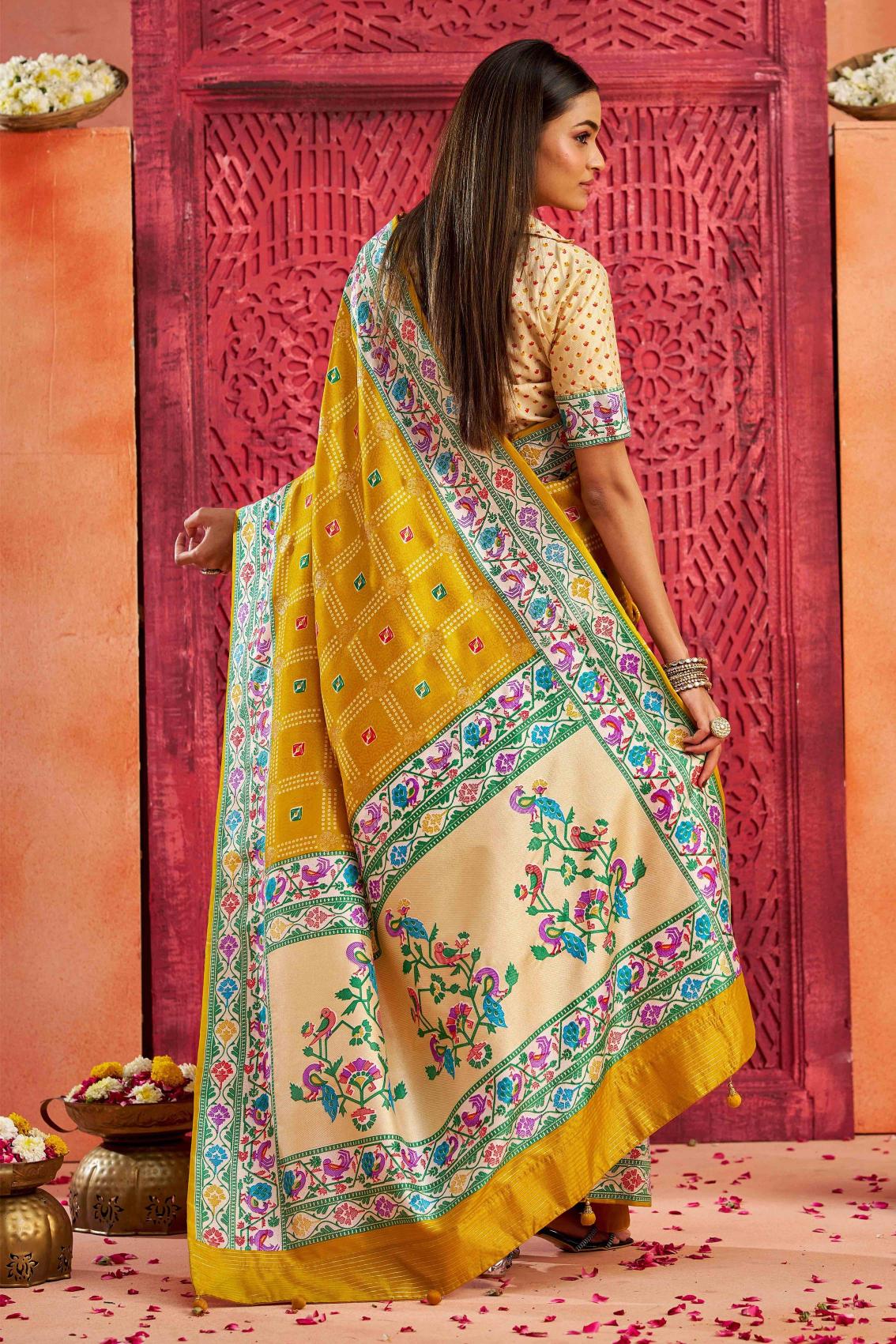 Gold Velvet Tussar Silk Saree — alternate view