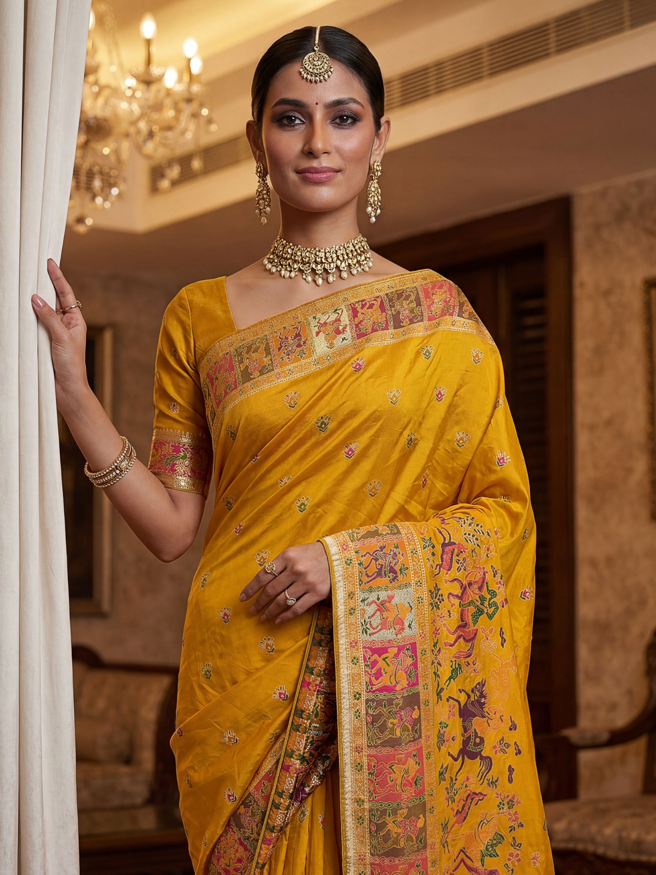 Golden Mustard Virana Silk Occasion Saree