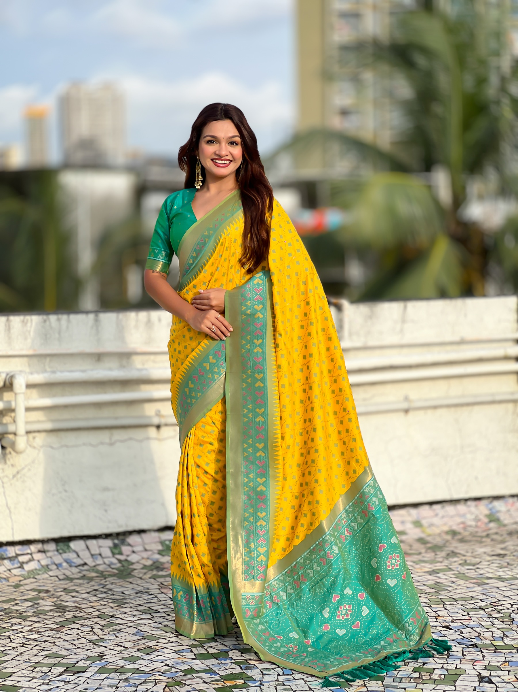 Golden Yellow Patola Silk Heritage Ikat Saree