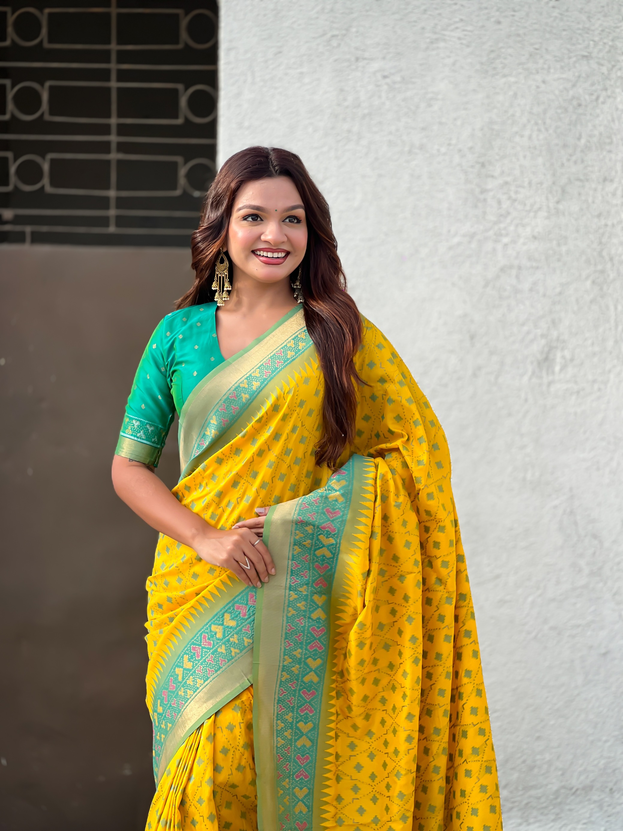 Golden Yellow Patola Silk Heritage Ikat Saree