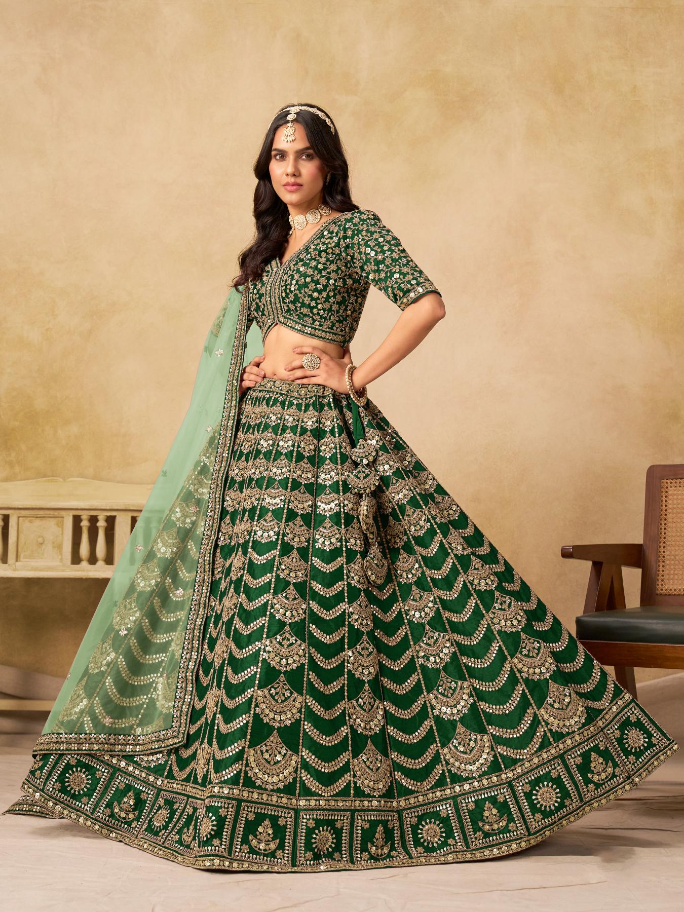 Green Art Silk Lehenga Choli