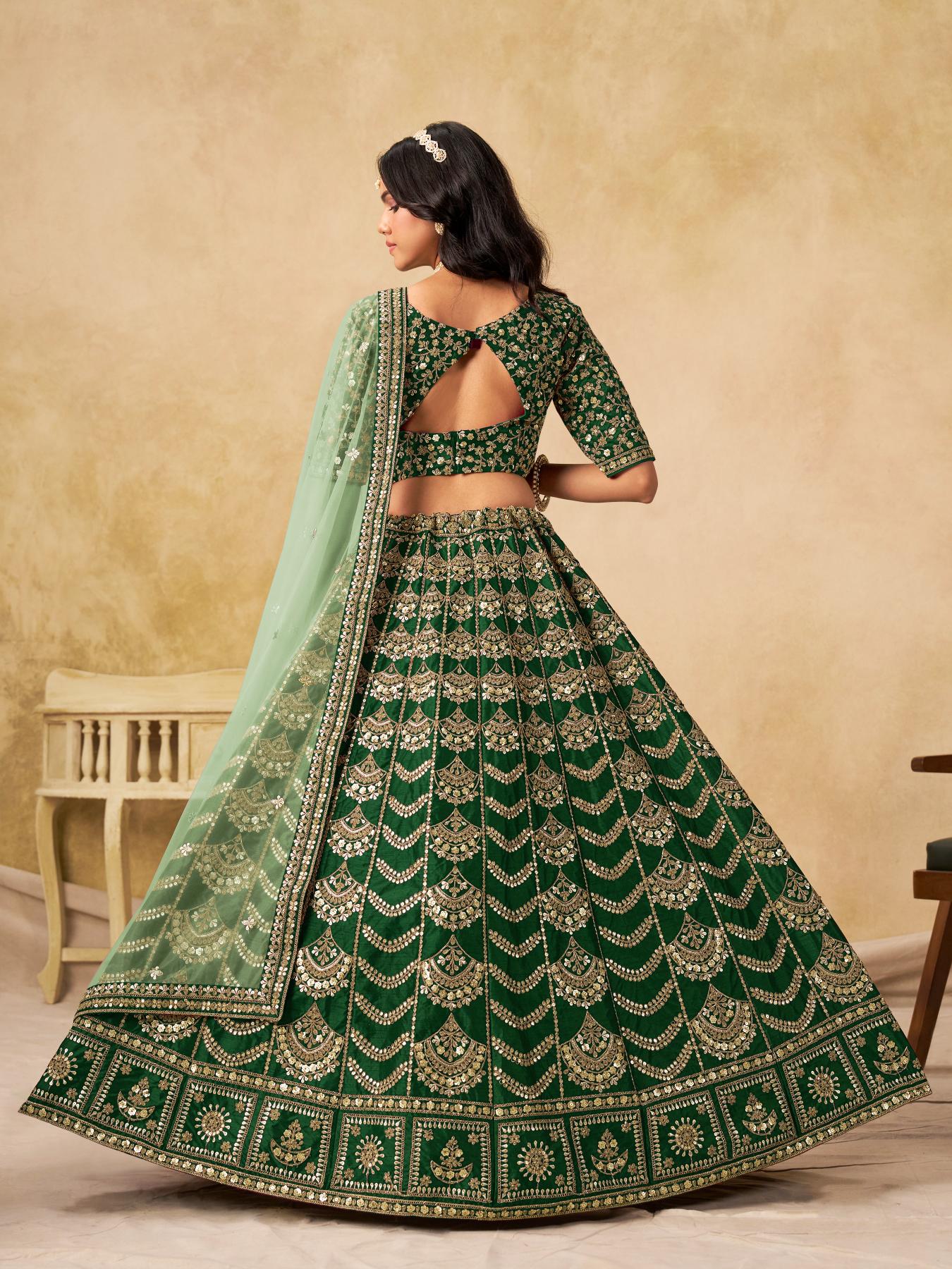 Green Art Silk Lehenga Choli — alternate view