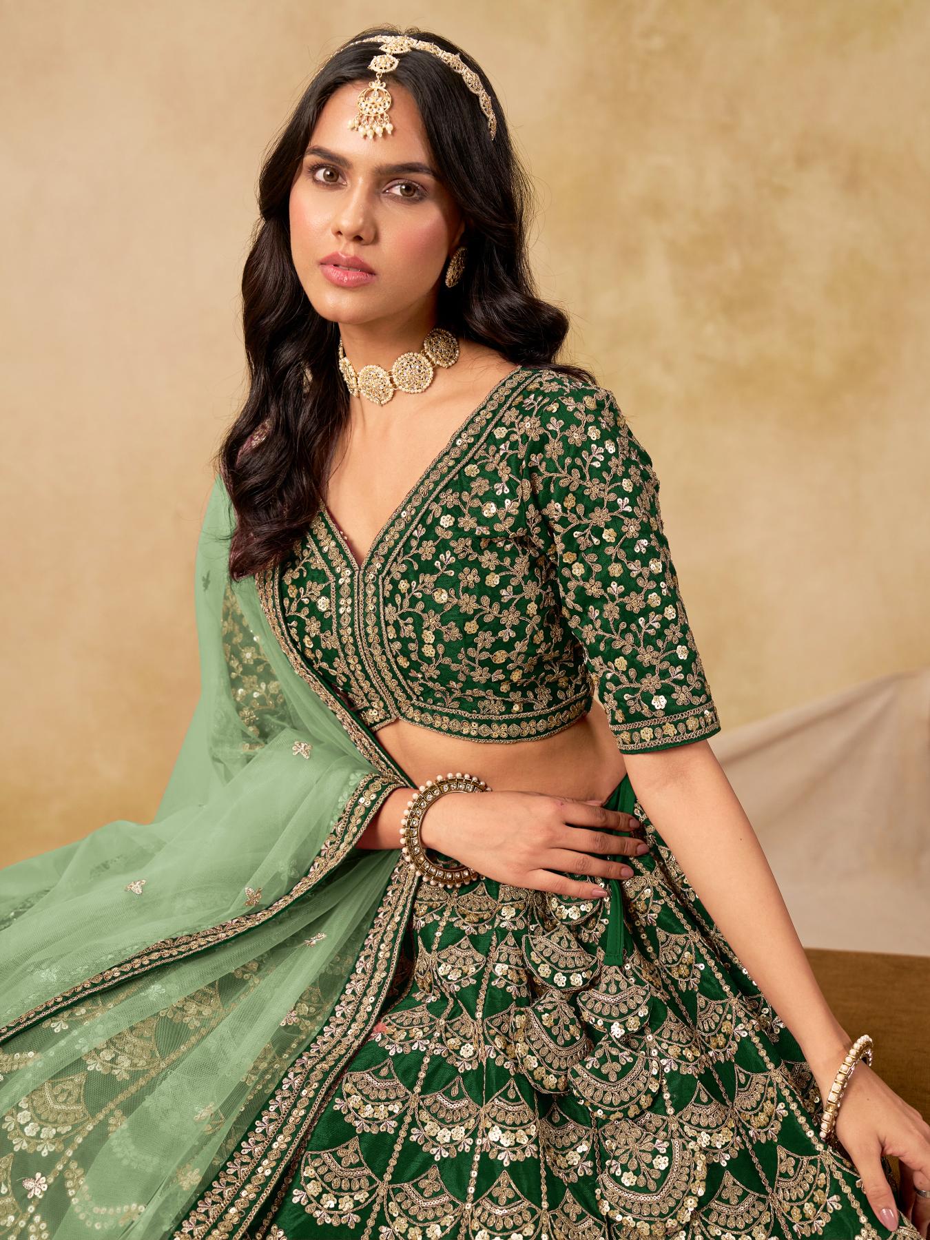 Green Art Silk Lehenga Choli