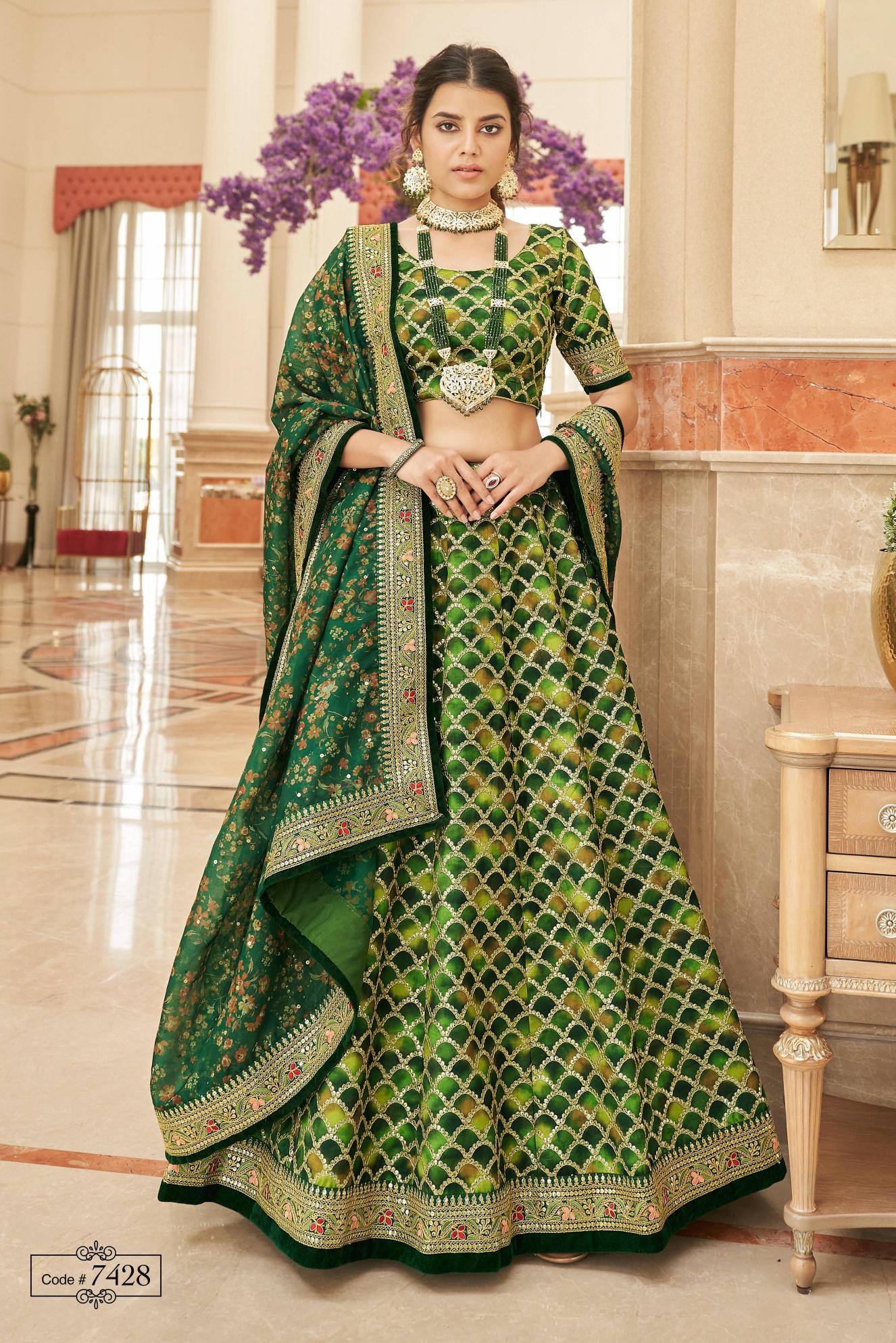 Green Art Silk Lehenga Choli