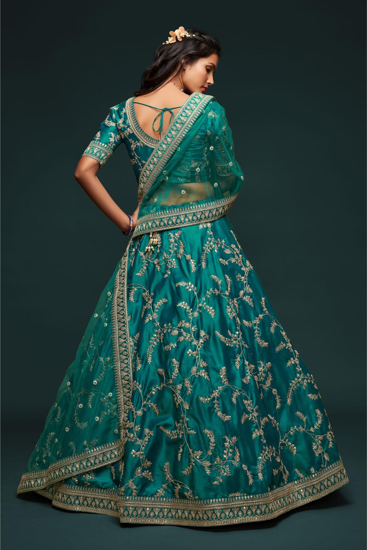 Green Art Silk Lehenga Choli — alternate view