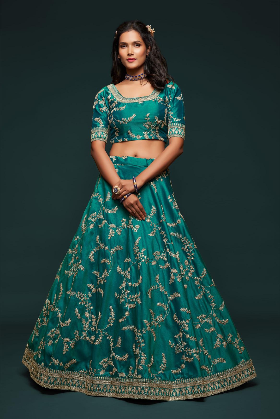 Green Art Silk Lehenga Choli