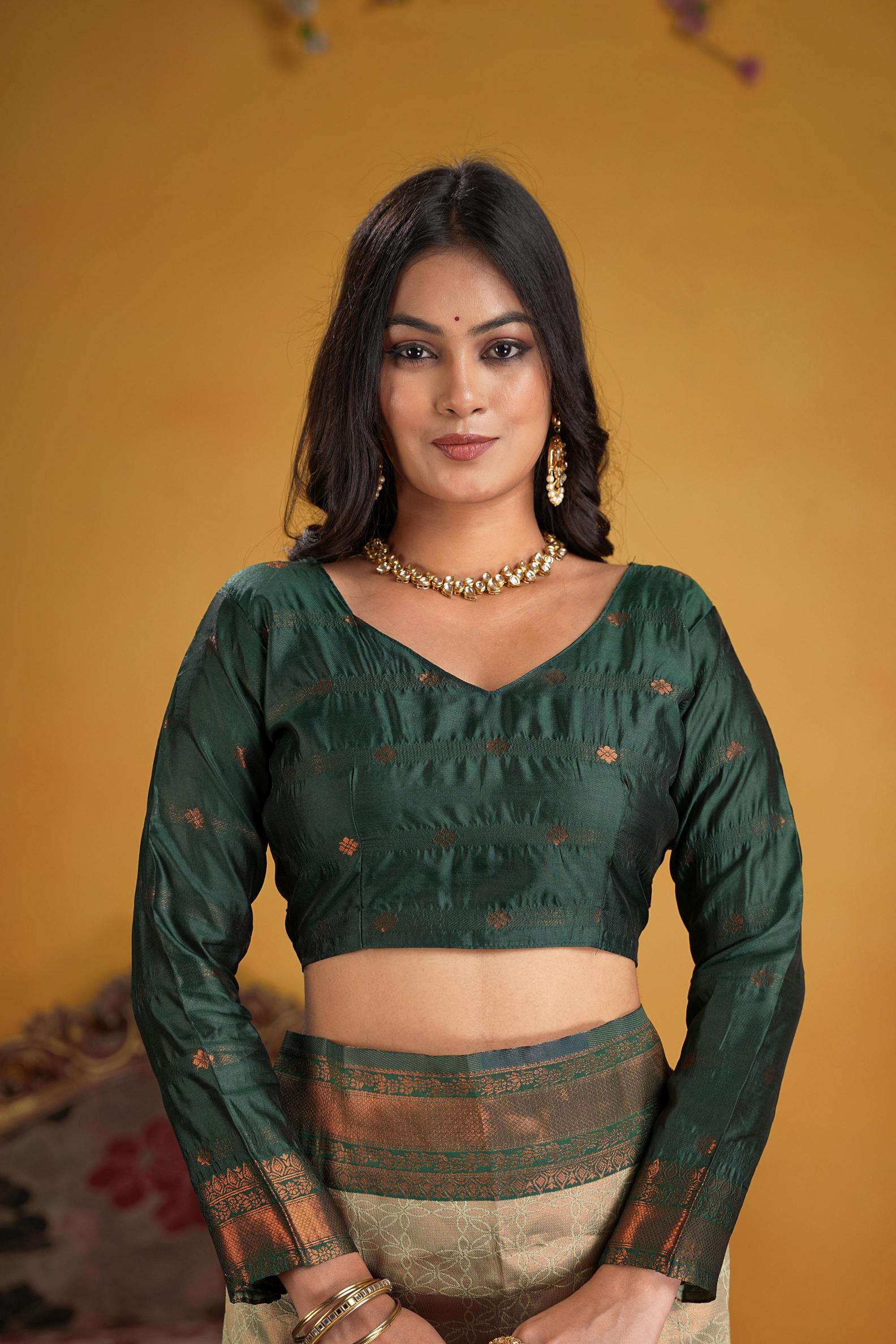 Green Art Silk Woven Jacquard Saree