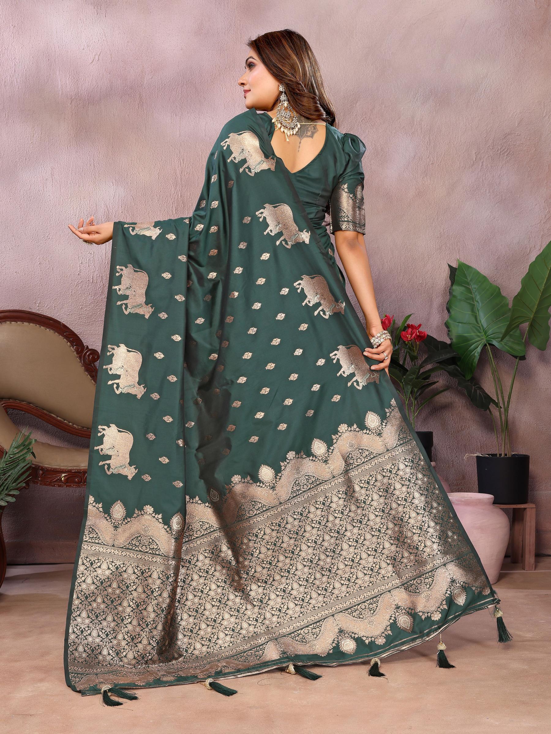 Green Banarasi Silk Saree — alternate view