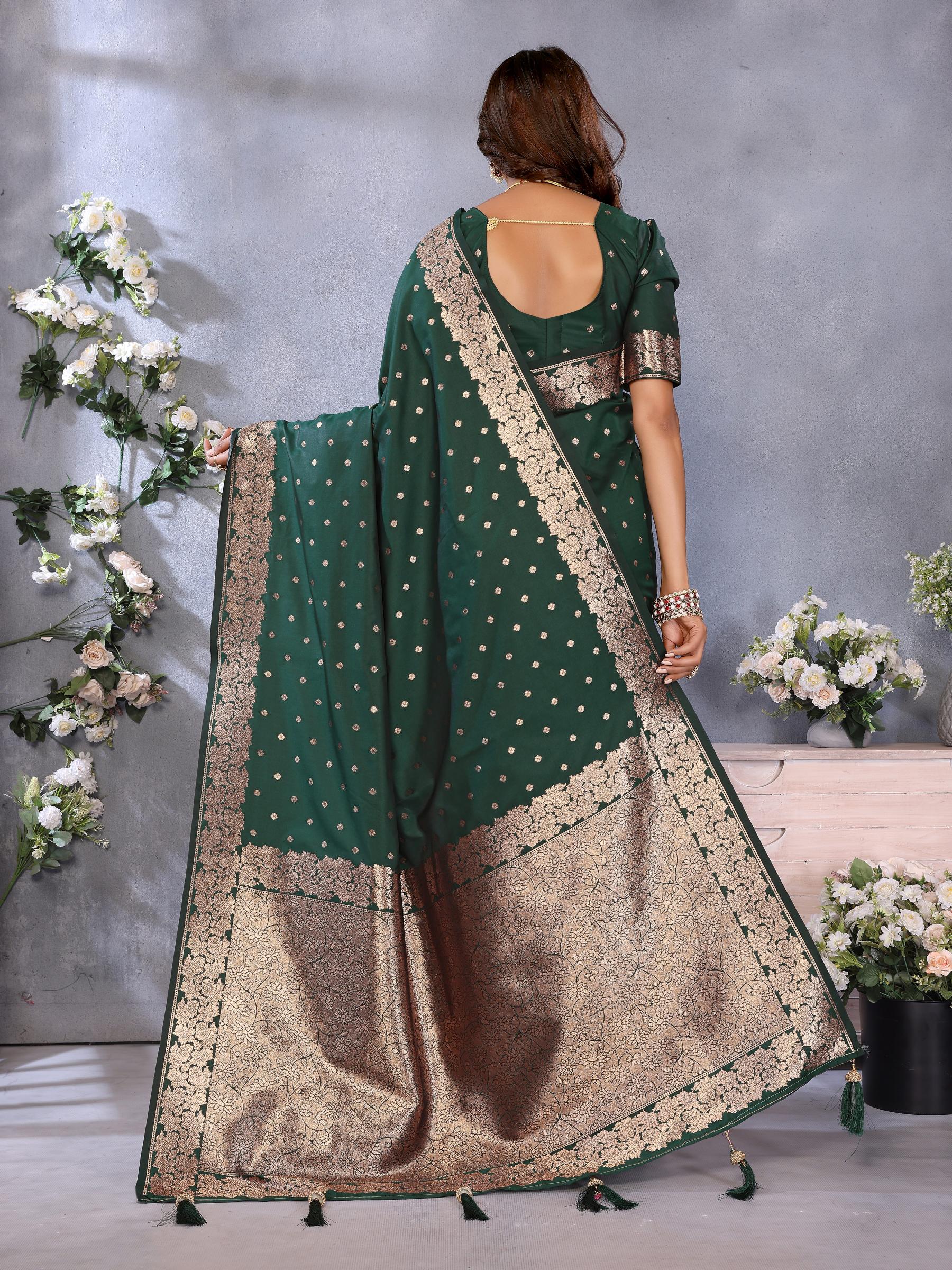Green Banarasi Silk Saree — alternate view